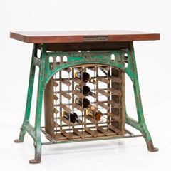 Industrial Iron Table with Wine Storage
