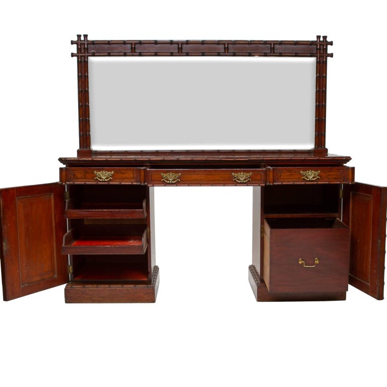 19th Century English Pedestal Sideboard with Mirror Back at 1stDibs