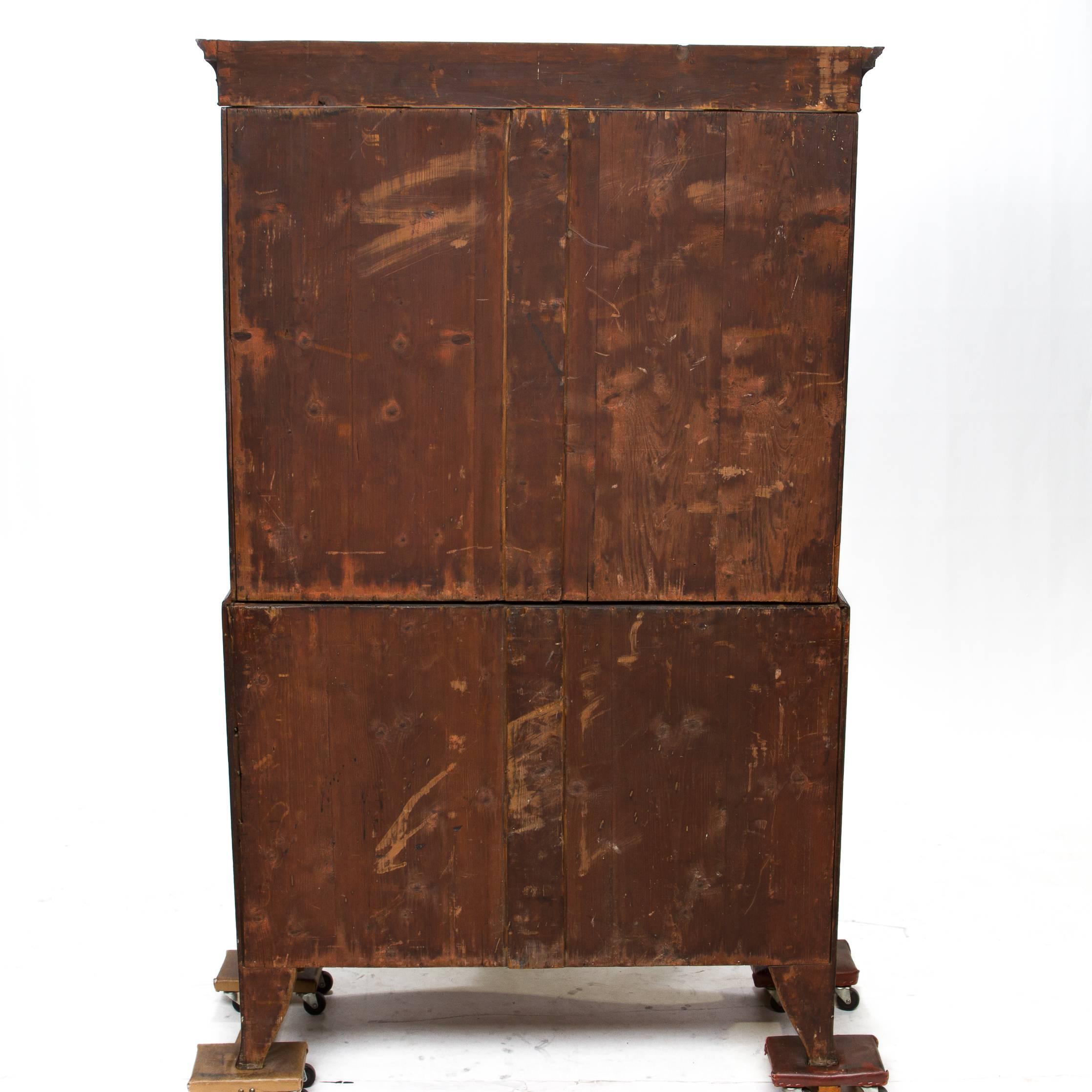 English 19th Century Bow Front Chest on Chest