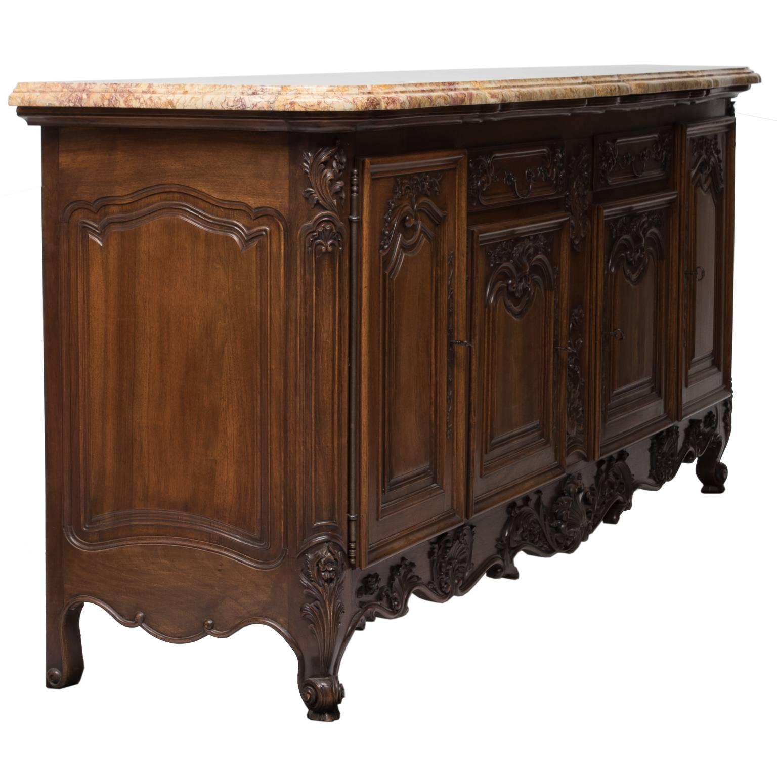 19th Century Louis XV Walnut Enfilade In Excellent Condition In Hixson, TN