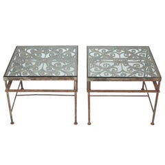 Vintage Pair of Side Table from Iron Balcony Fronts