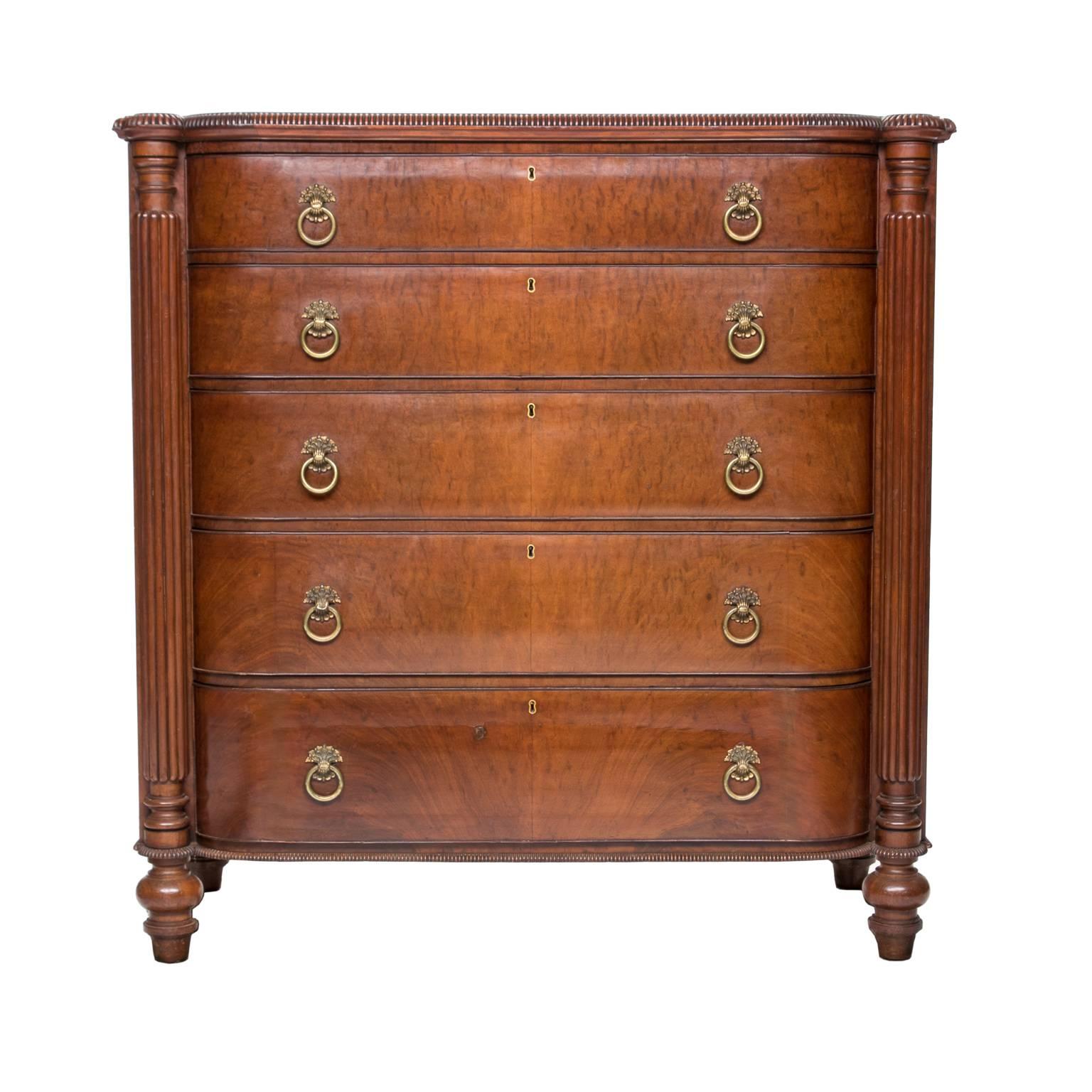 19th C English Regency Tall Chest of Drawers