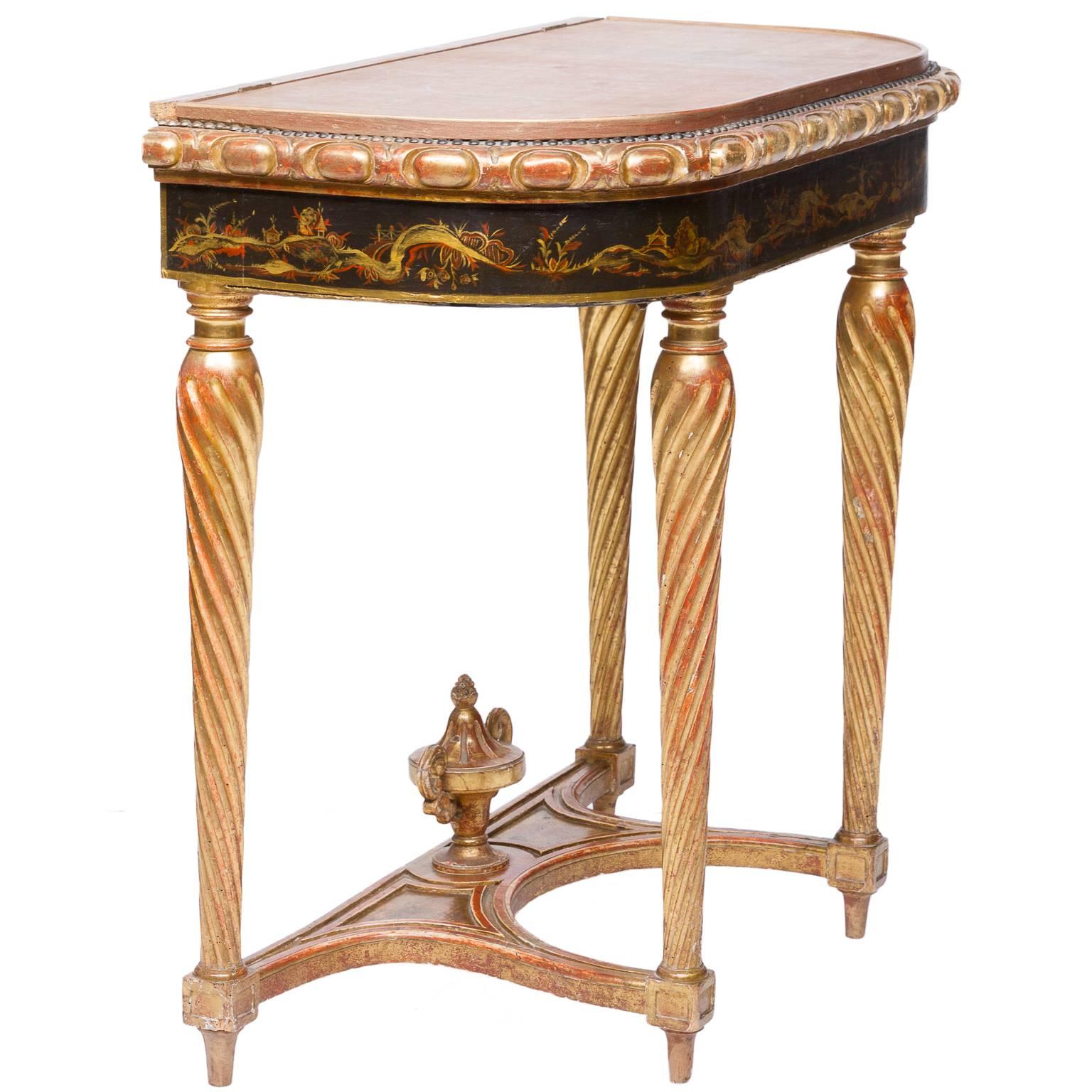 Louis XVI 19th Century Chinoiserie Console with Lift Top Jardinière