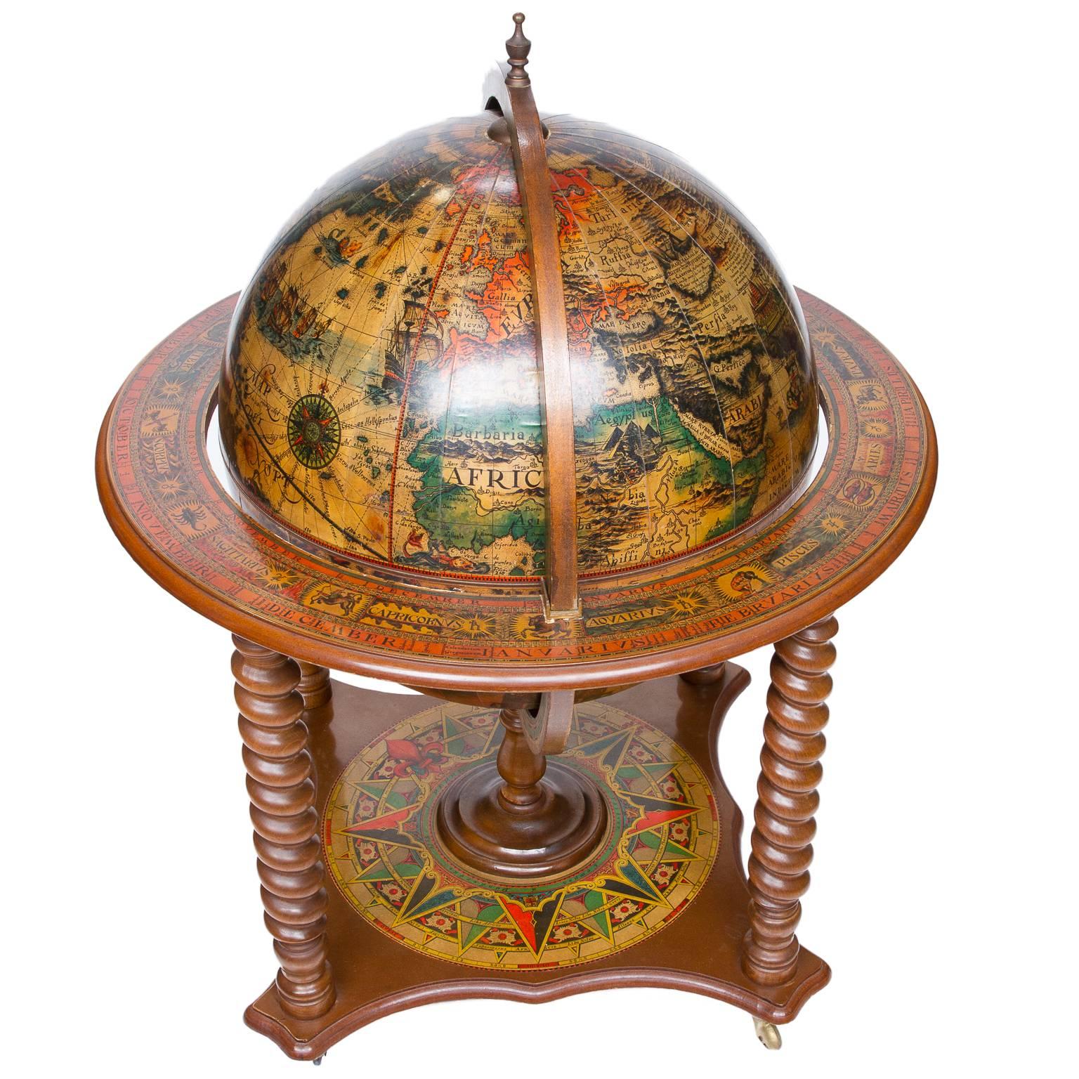 A Decorated Globe On Stand Opening For Bar Storage 1