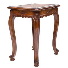Louis XV Style Walnut Stool with Cane Seat