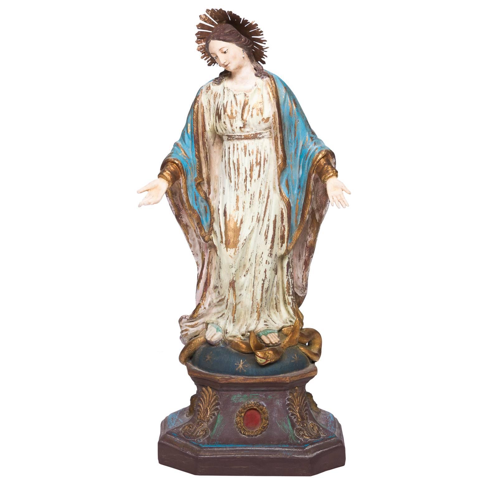 Vintage Papier Mâché Sculpture of the Virgin Mary