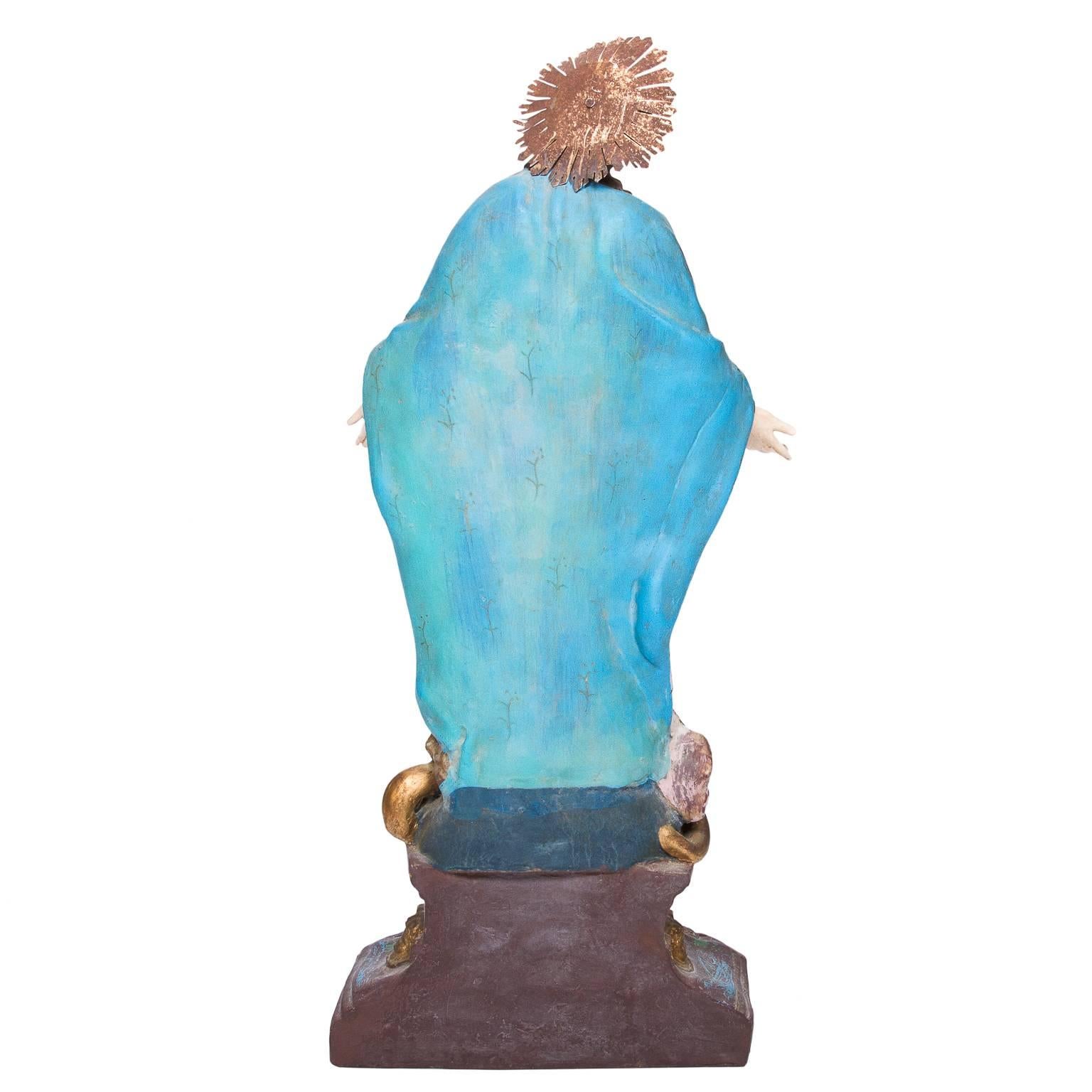 20th Century Vintage Papier Mâché Sculpture of the Virgin Mary