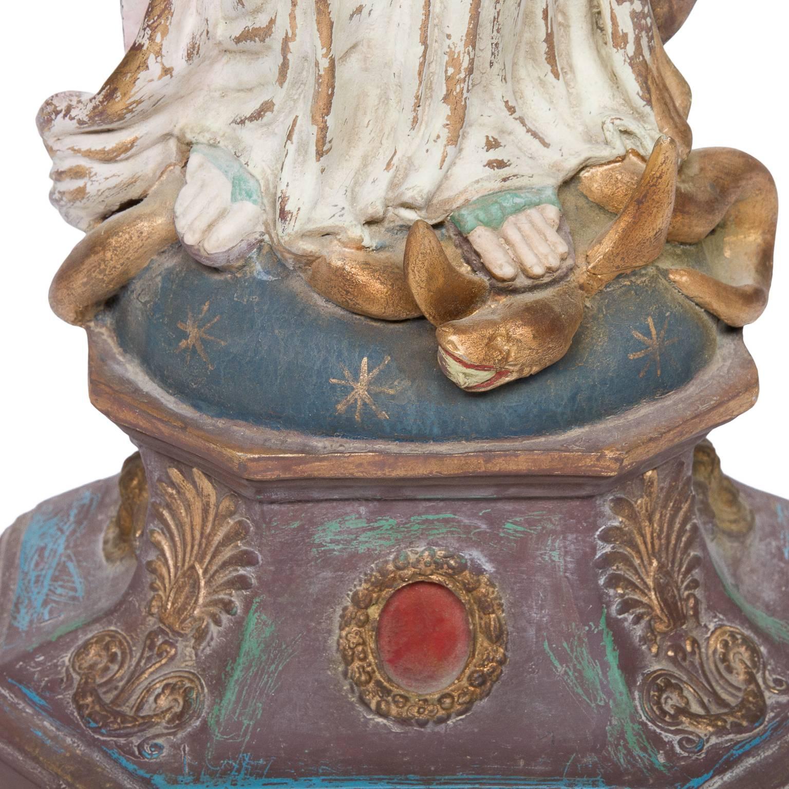 Vintage Papier Mâché Sculpture of the Virgin Mary 2