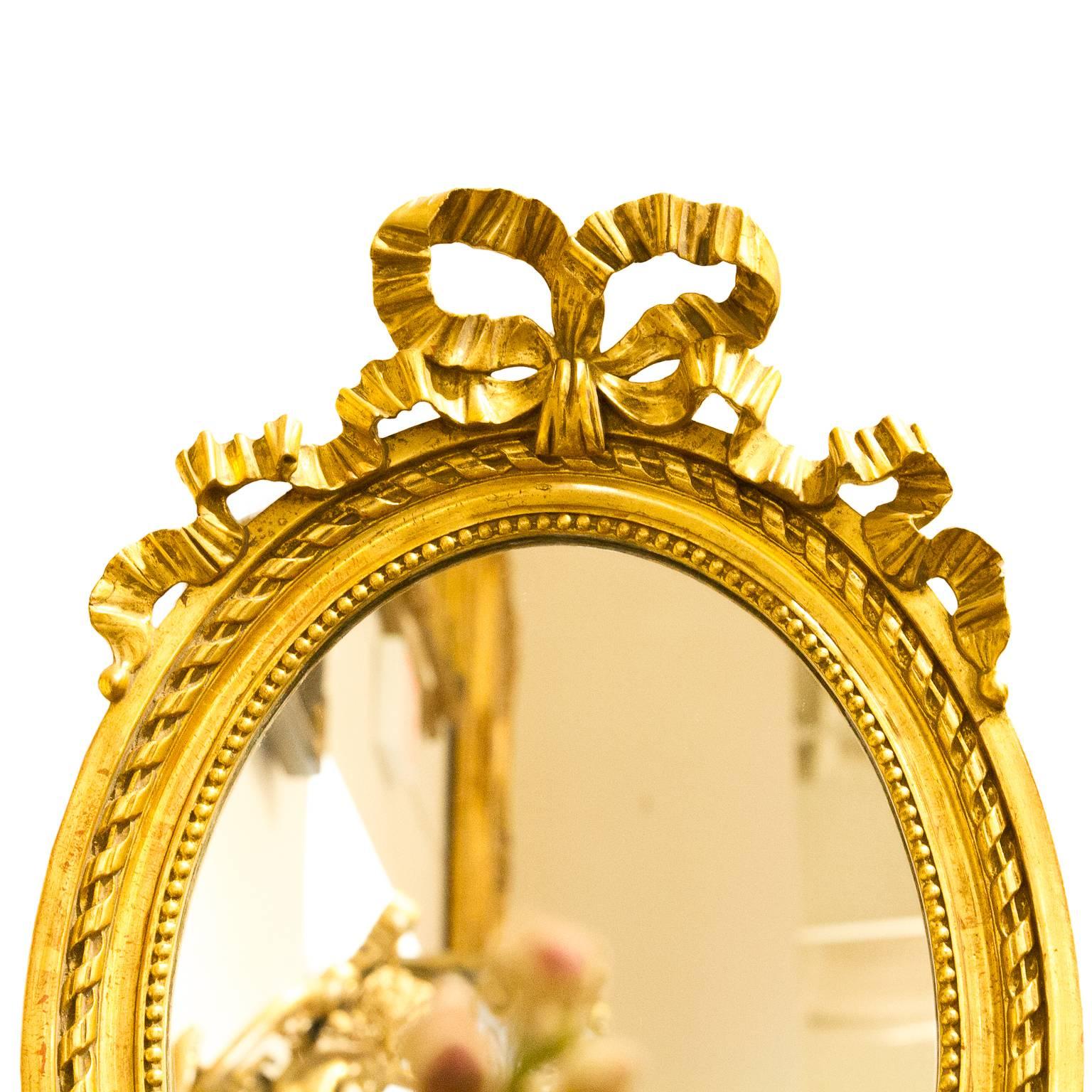 French 19th Century Pair of Louis XVI Oval Mirrors