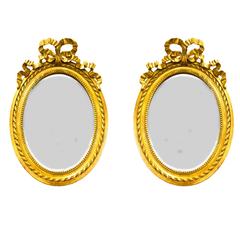 19th Century Pair of Louis XVI Oval Mirrors