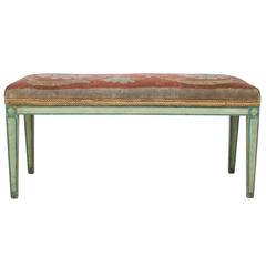19th Century Tapestry Covered Neoclassical Bench