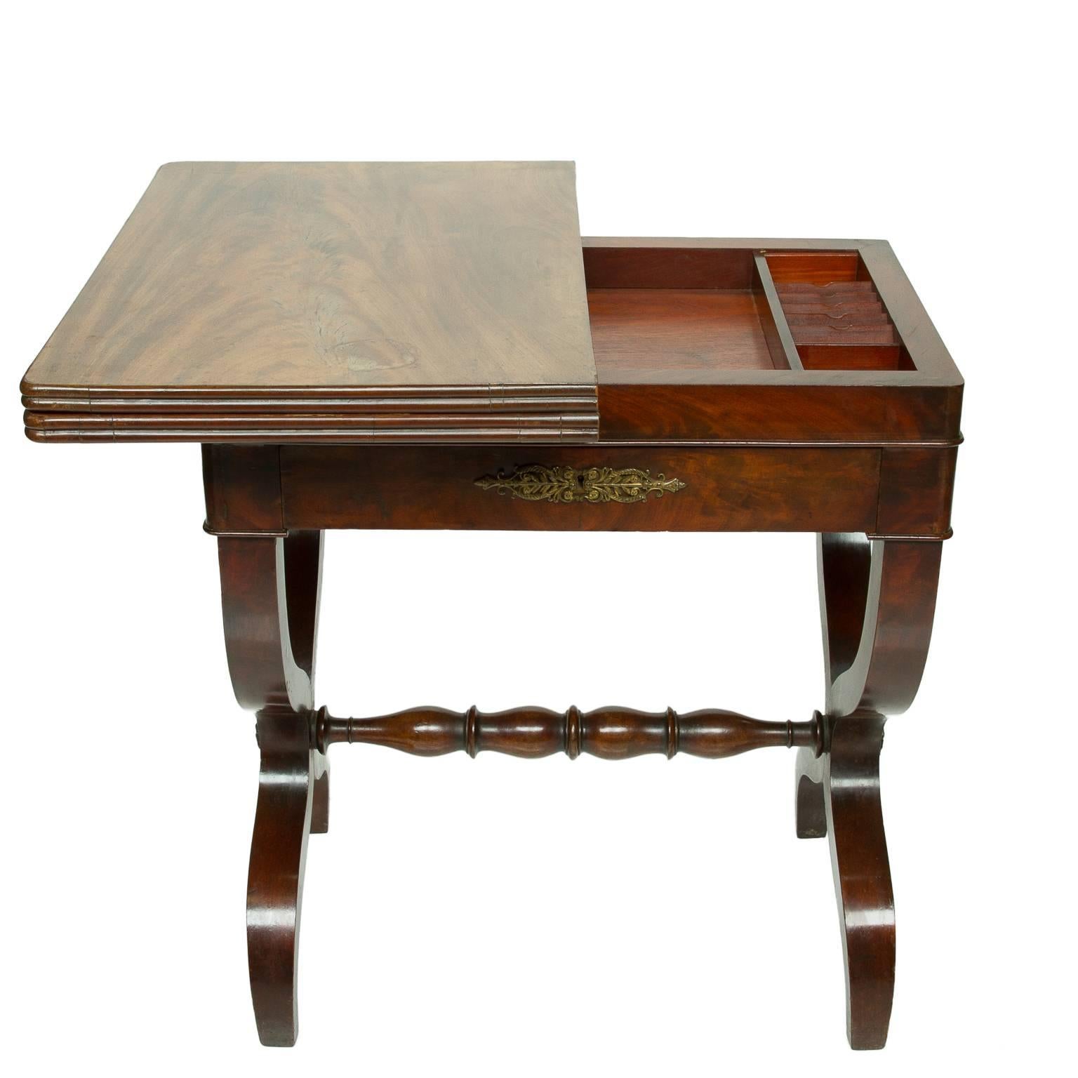 French 19th Century Foldover Empire Side Card Table