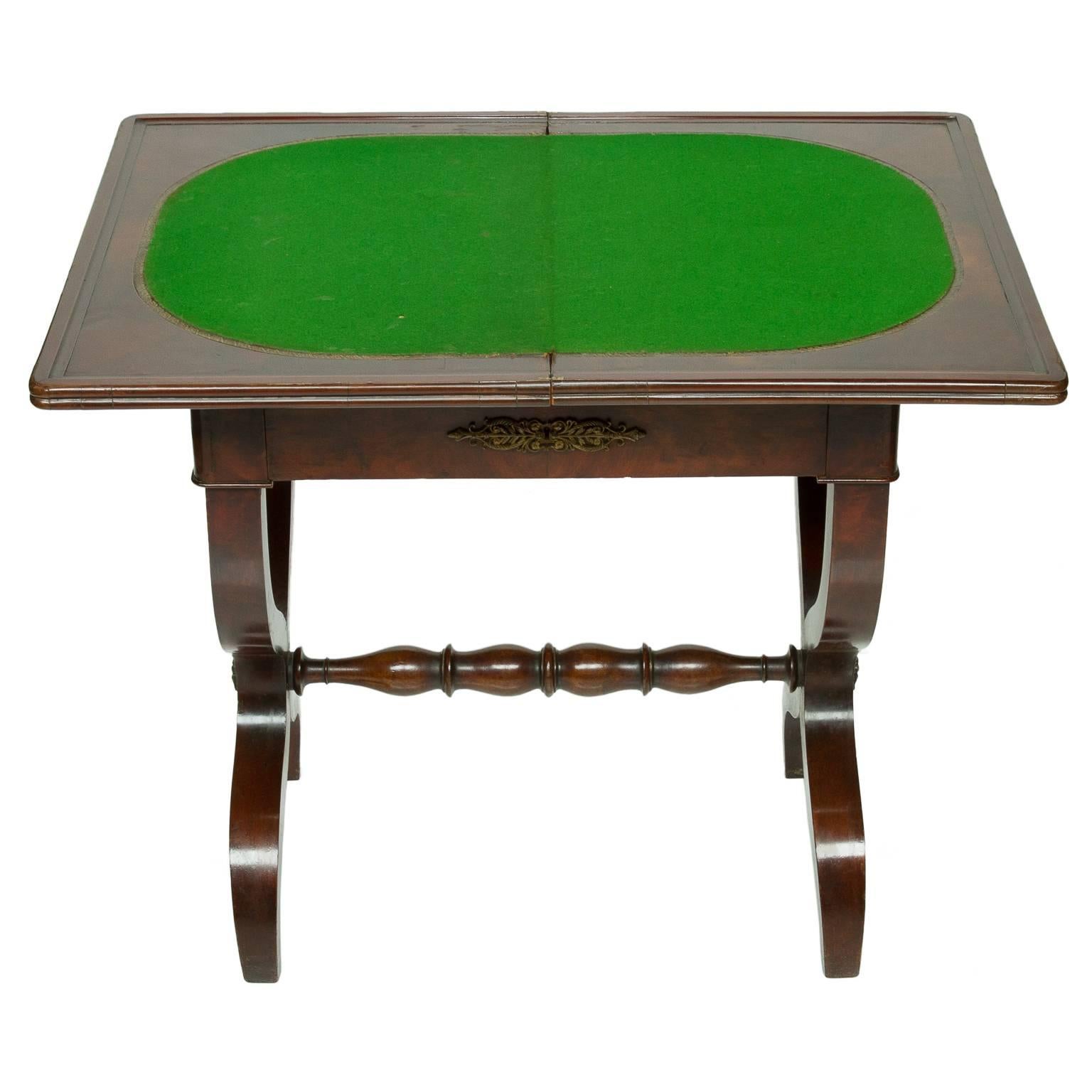 19th Century Foldover Empire Side Card Table In Excellent Condition In Hixson, TN