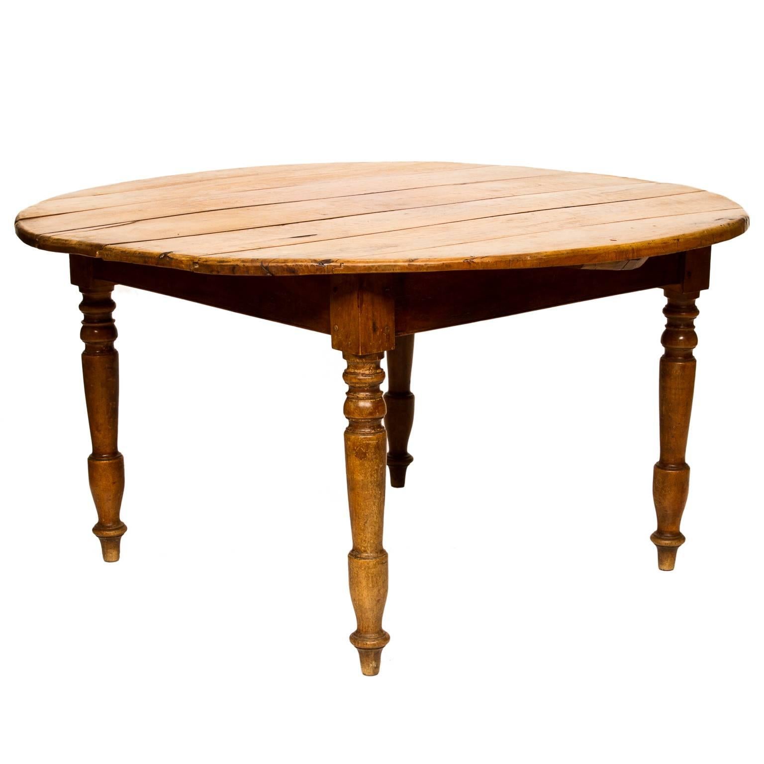 Country 19th Century Cherrywood Round Dining Table