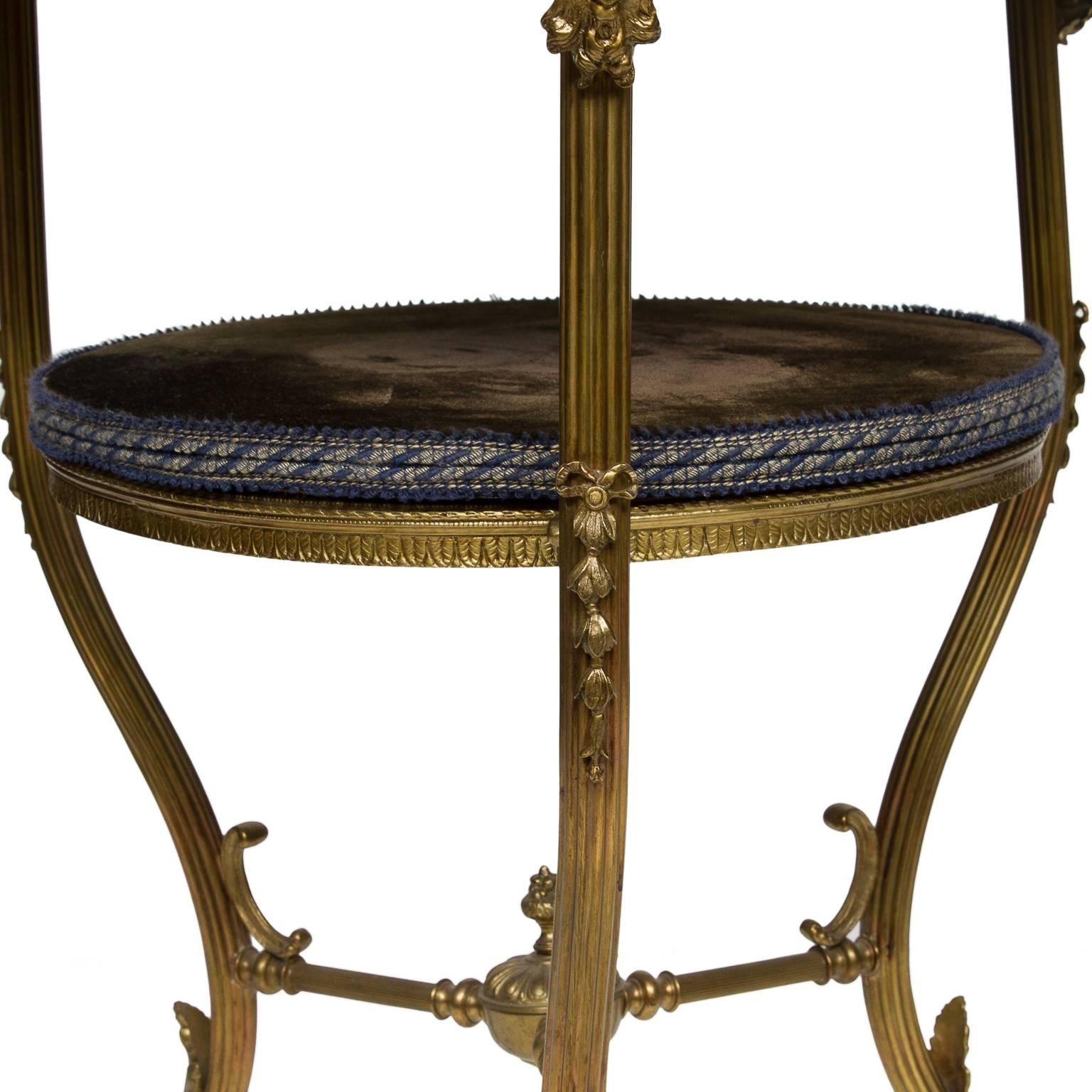 Bronzed Pair of Italian Ormolu and Brass Two-Tiered Side Tables