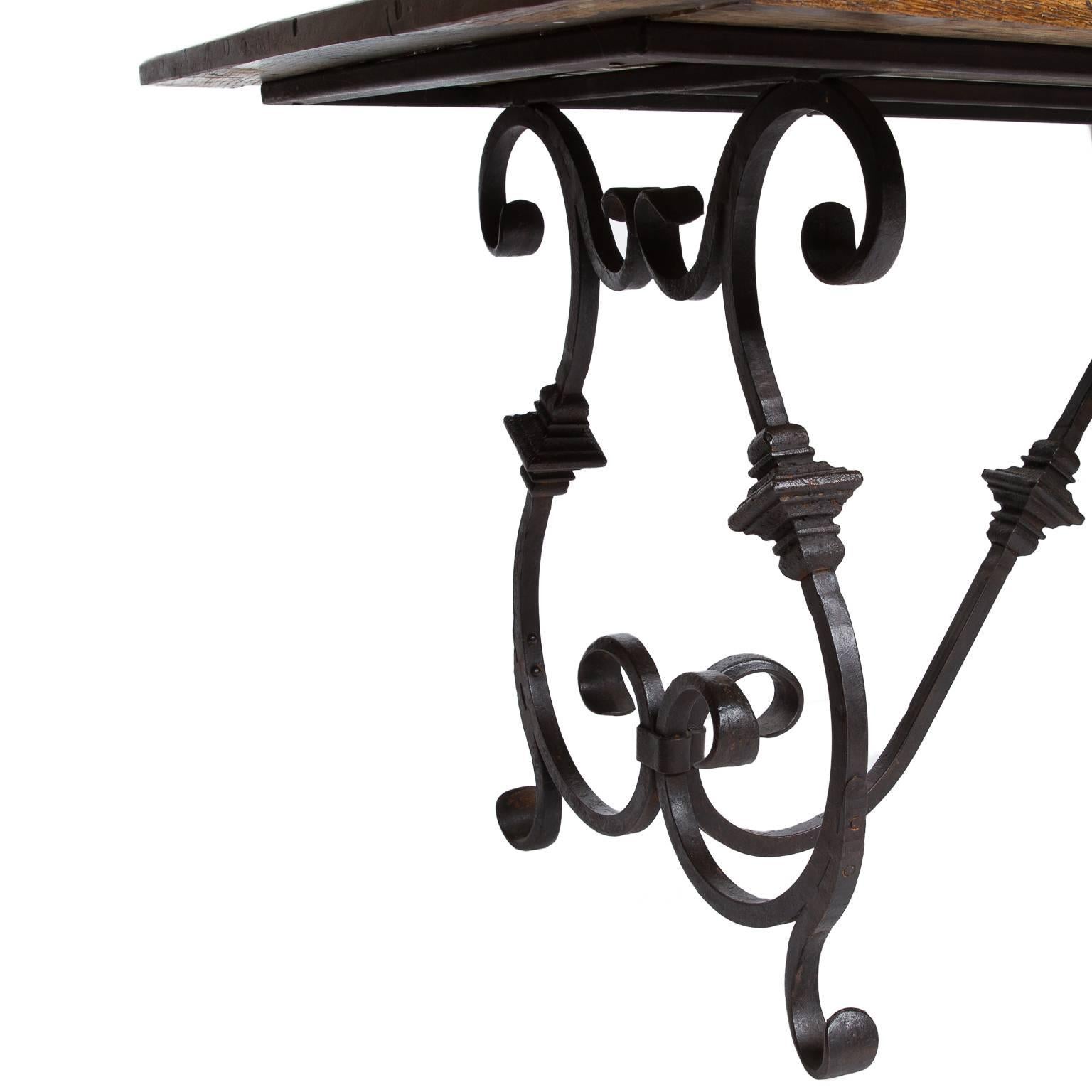 Country Iron and Wood Dining Table