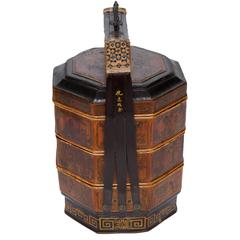 Vintage Asian Stacking Basket with Handle