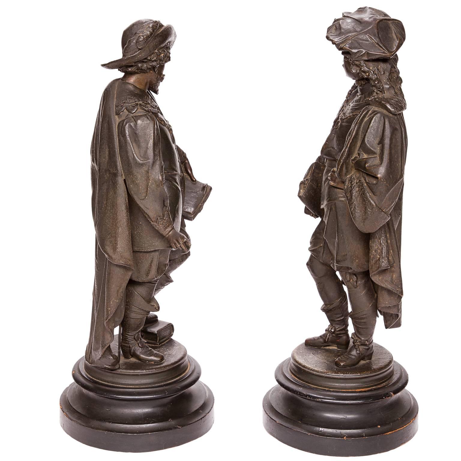 A pair of English Renaissance figures in spelter metal, circa 1890.
Notice: The great detail captured in these fine examples from the 19th century. 

