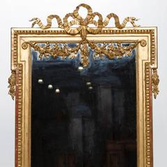 19th Century Louis XVI Narrow Gold Leaf Mirror
