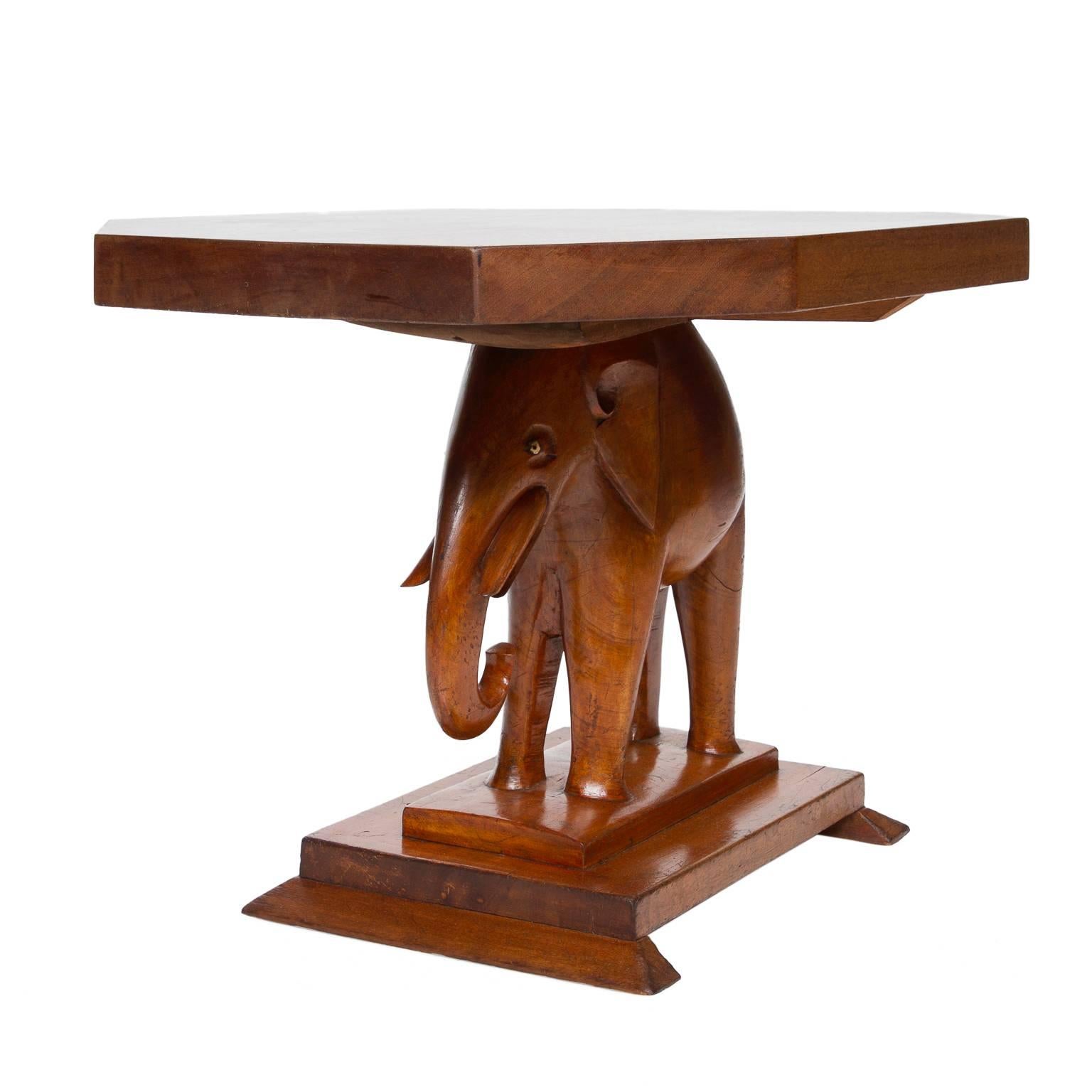 carved elephant table