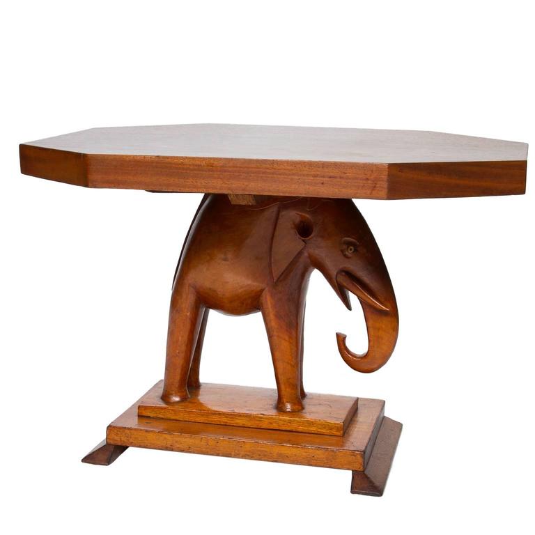 20th Century Ashanti Carved Table and Elephant Base at 1stDibs
