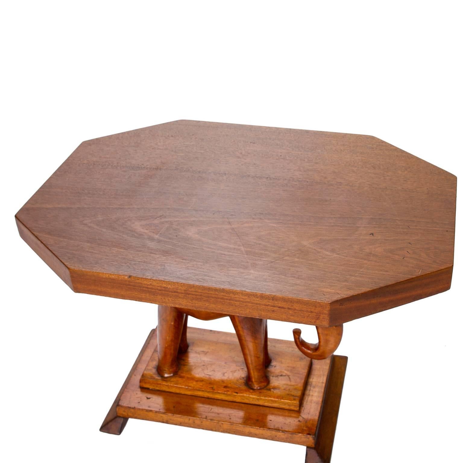 Art Deco 20th Century Ashanti Carved Table and Elephant Base