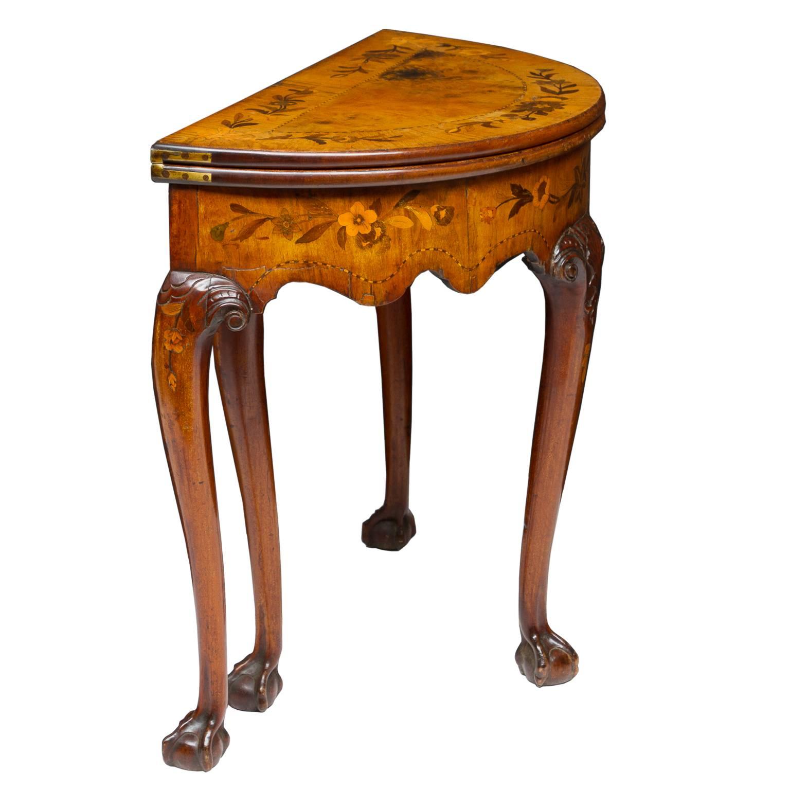 19th Century Dutch Marquetry Inlaid Flip Top Game Table 3