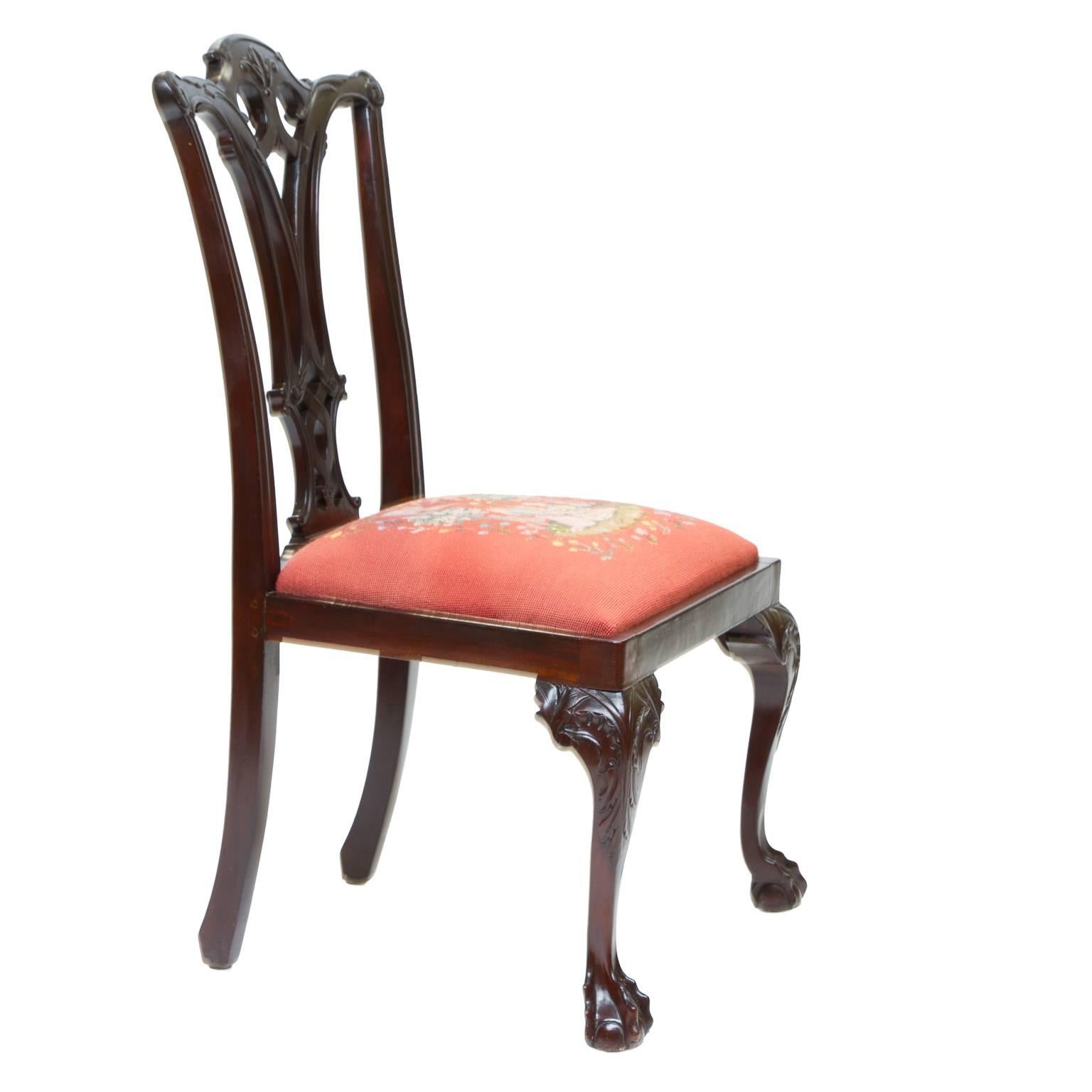 Great Britain (UK) 19th Century Chippendale Style Mahogany Side Chairs