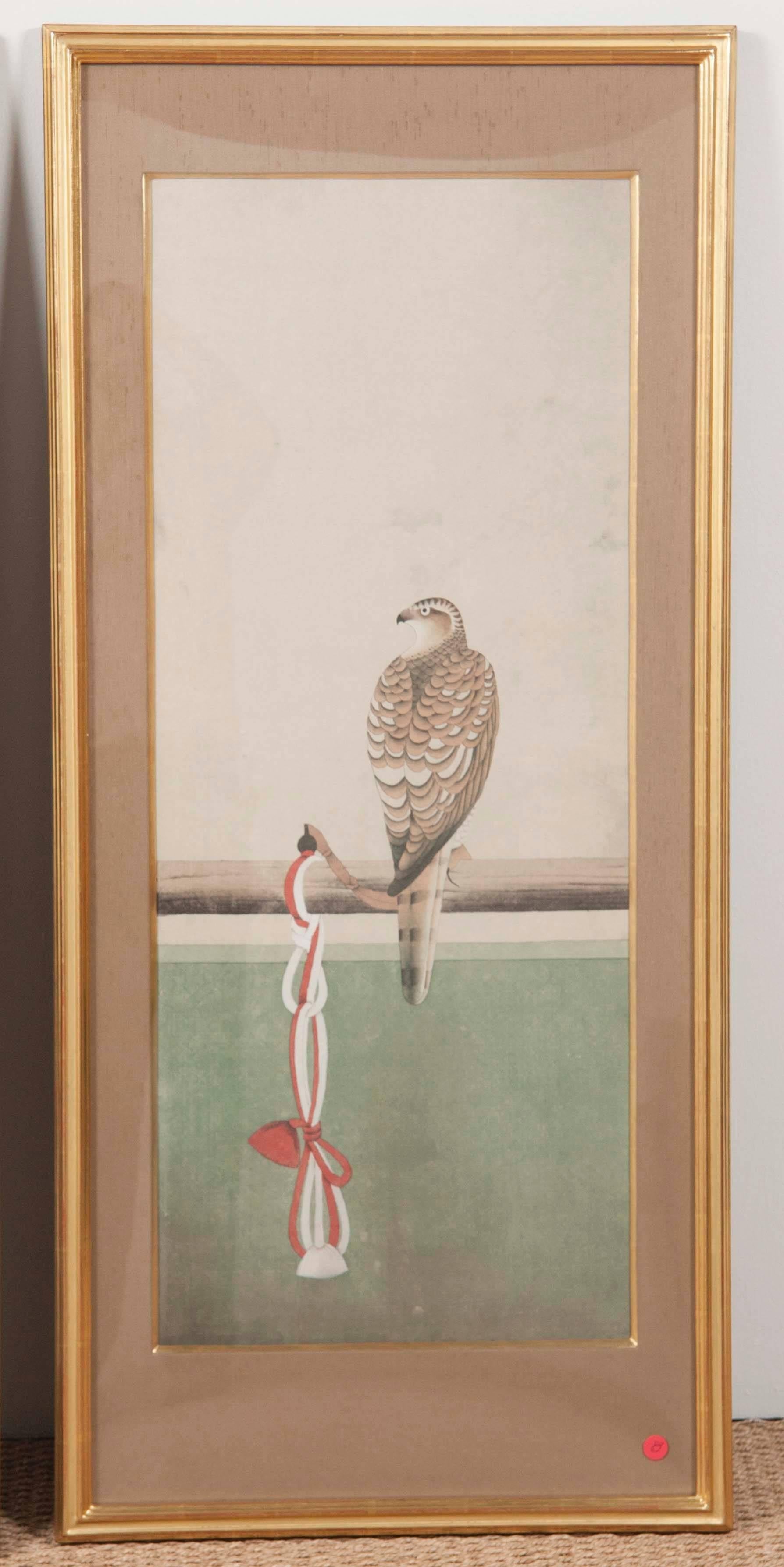 Six Japanese Watercolors Depicting Various Stages of Falconry 1