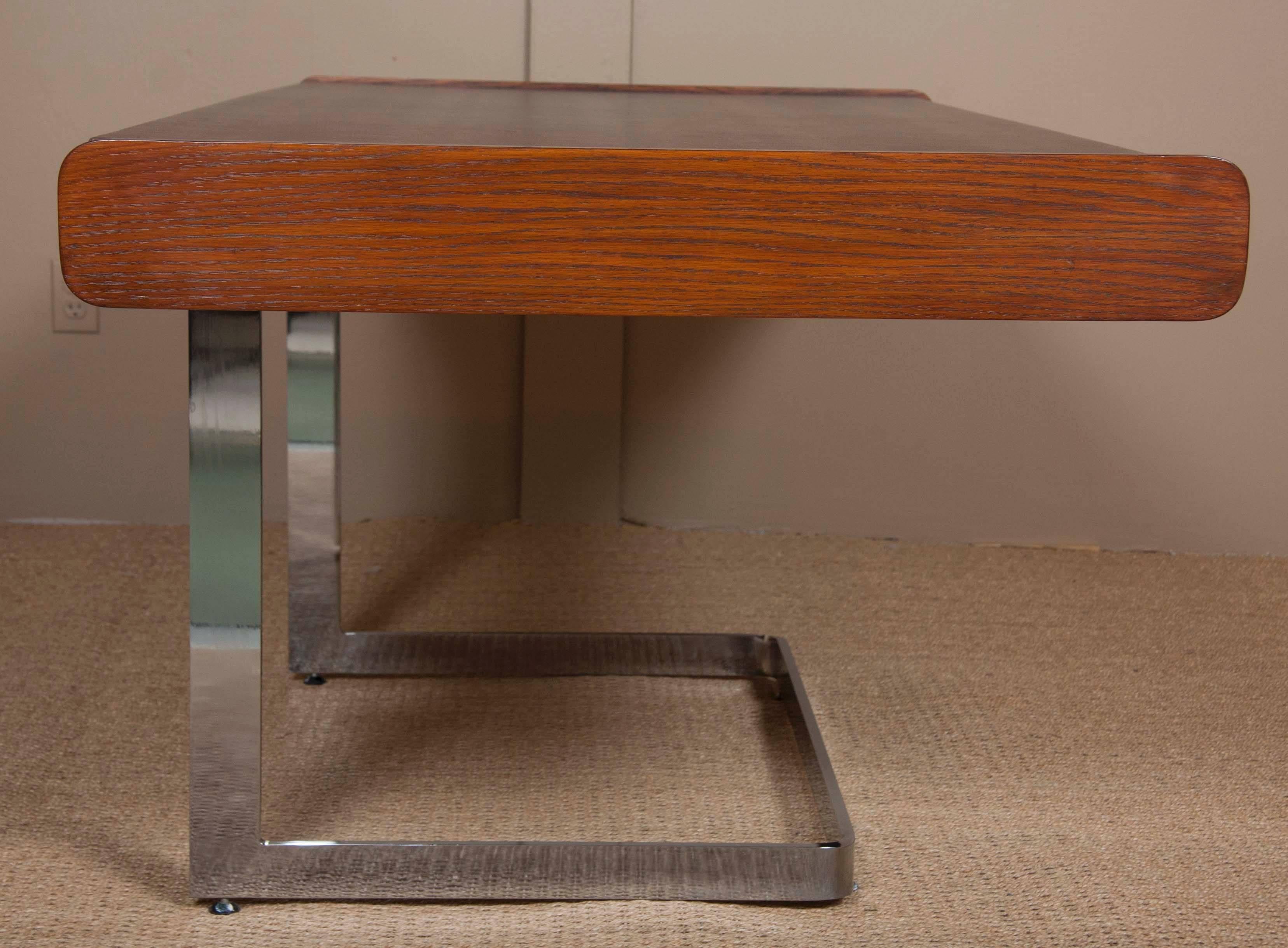 Canadian Oak and Chrome Desk by Ste. Marie & Laurent, Inc.
