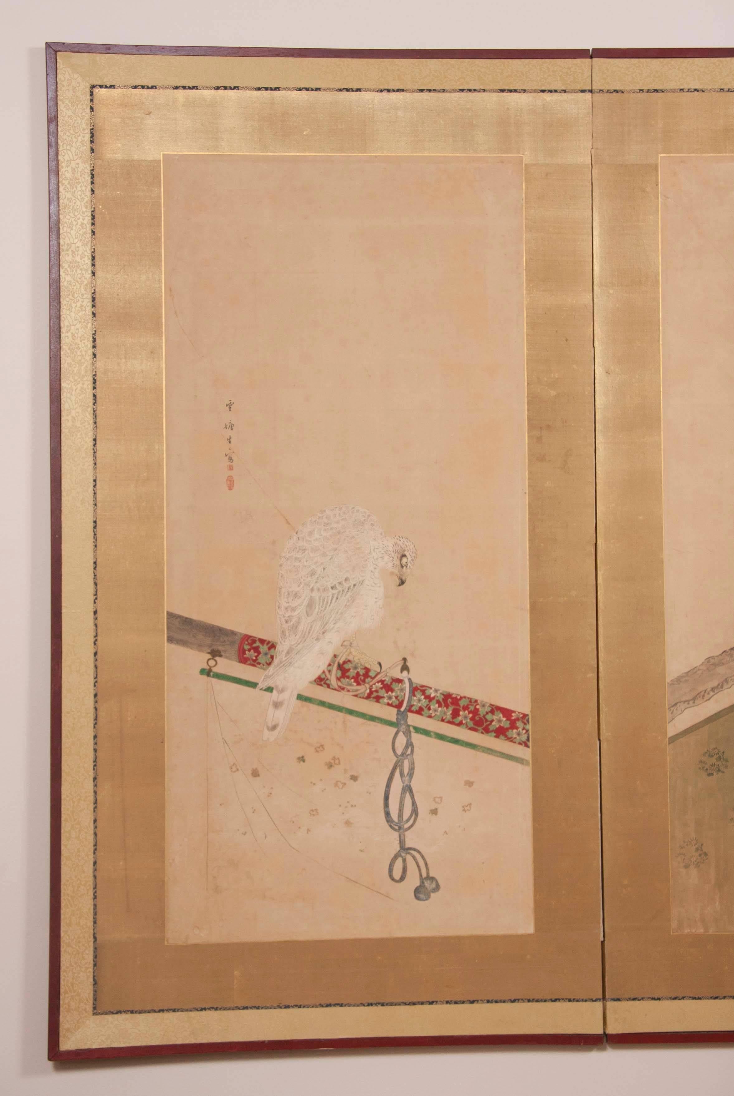 Japanese Edo Period Two-Panel Screen In Good Condition For Sale In Stamford, CT