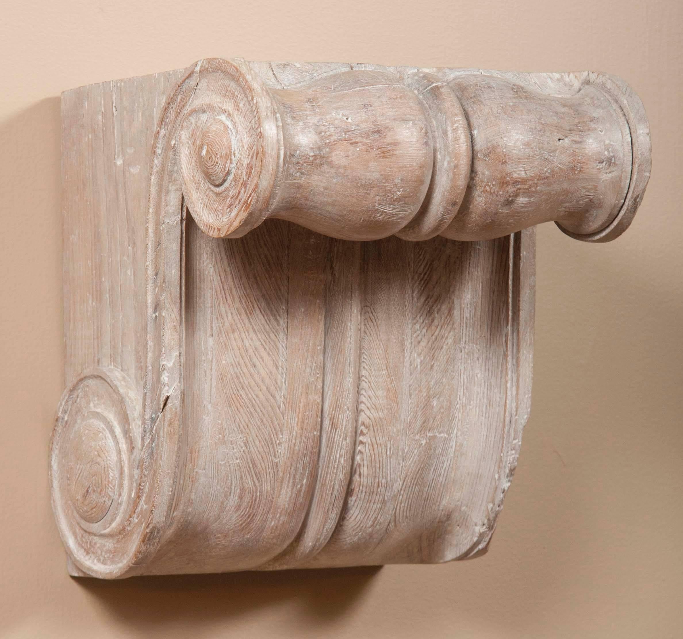 American Spectacular Pair of Cypress Wood Wall Brackets   For Sale