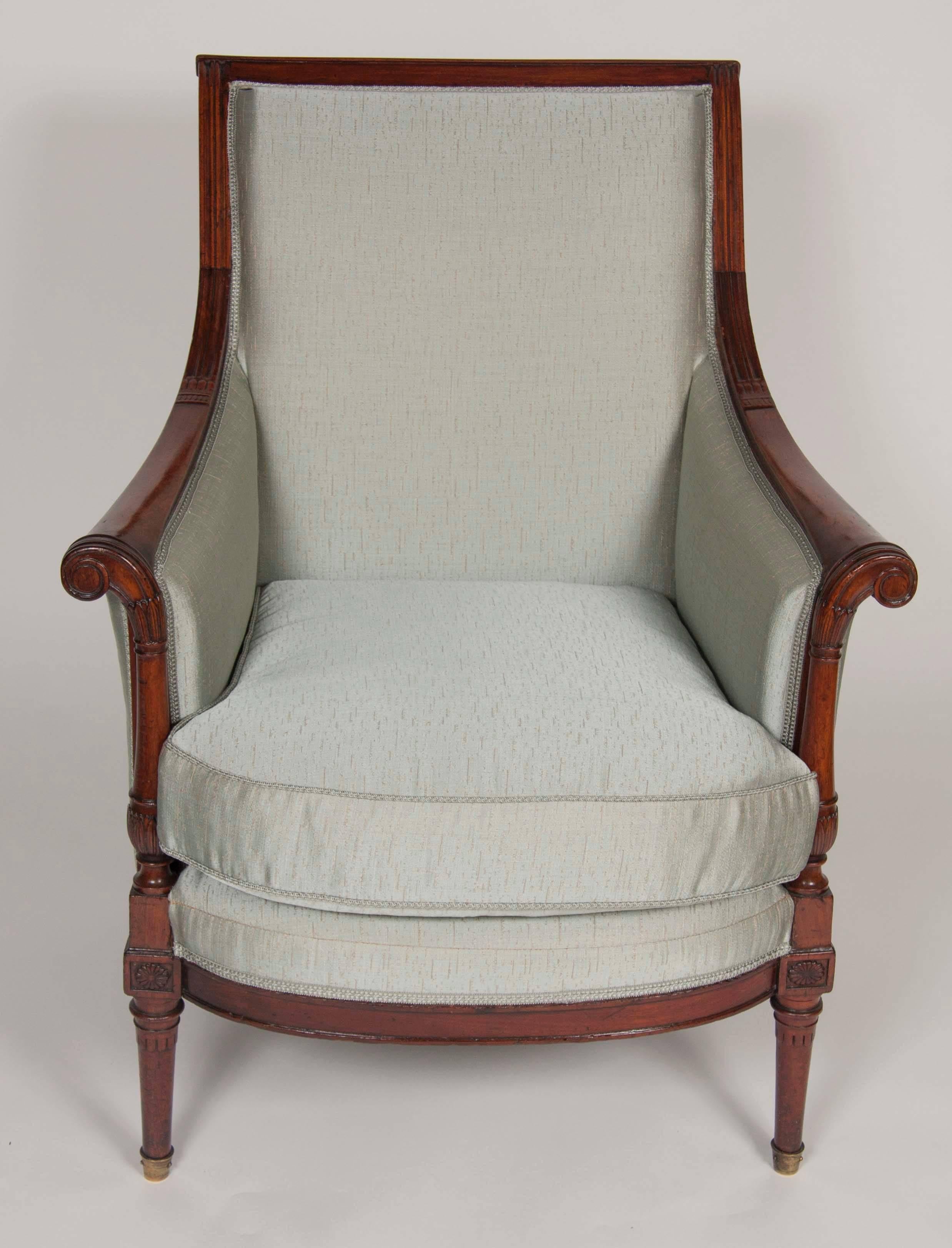 A fine French Directoire mahogany bergere from the estate of George Gravert.