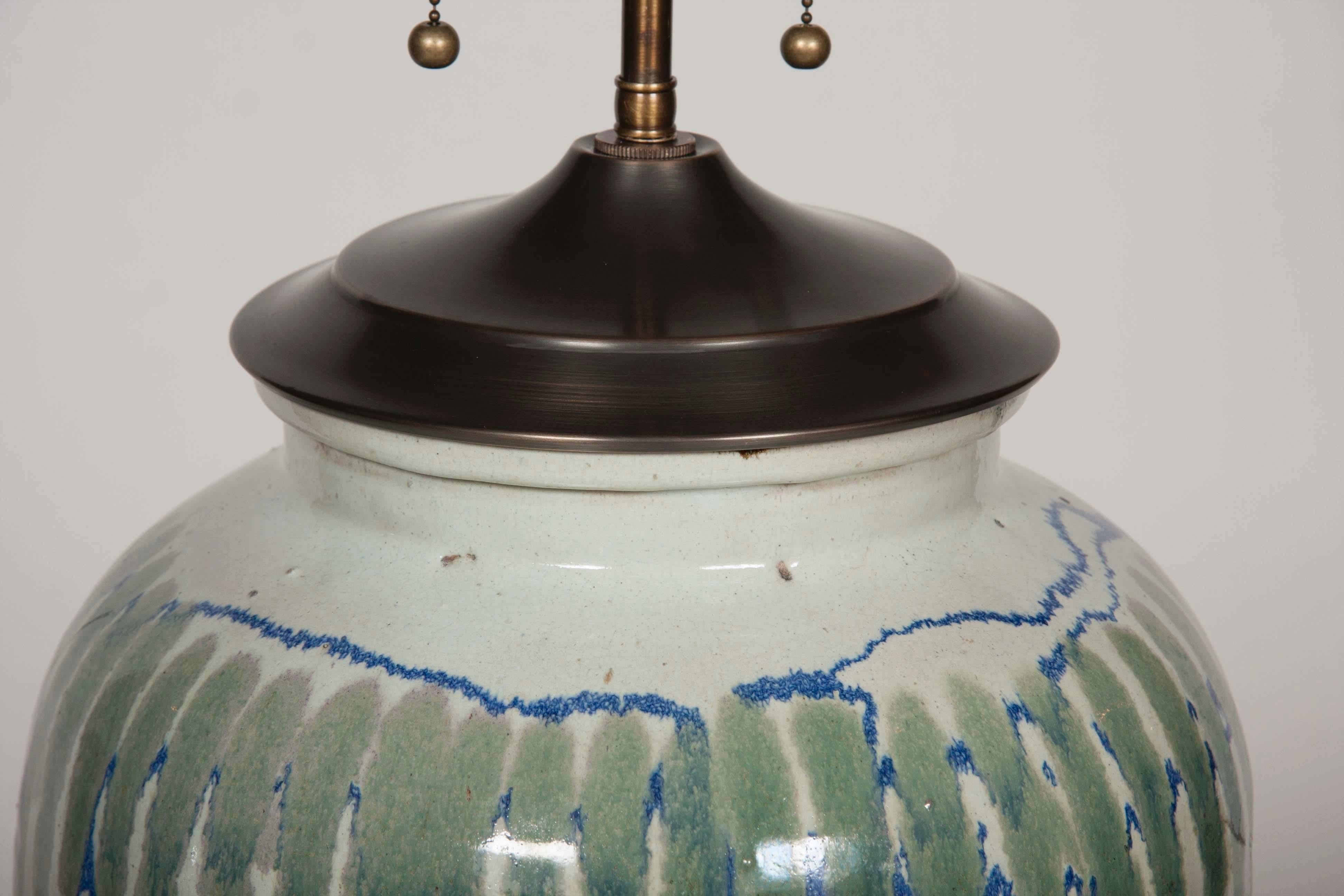 Japanese Shigaraki Tsubo Lamp In Excellent Condition In Stamford, CT
