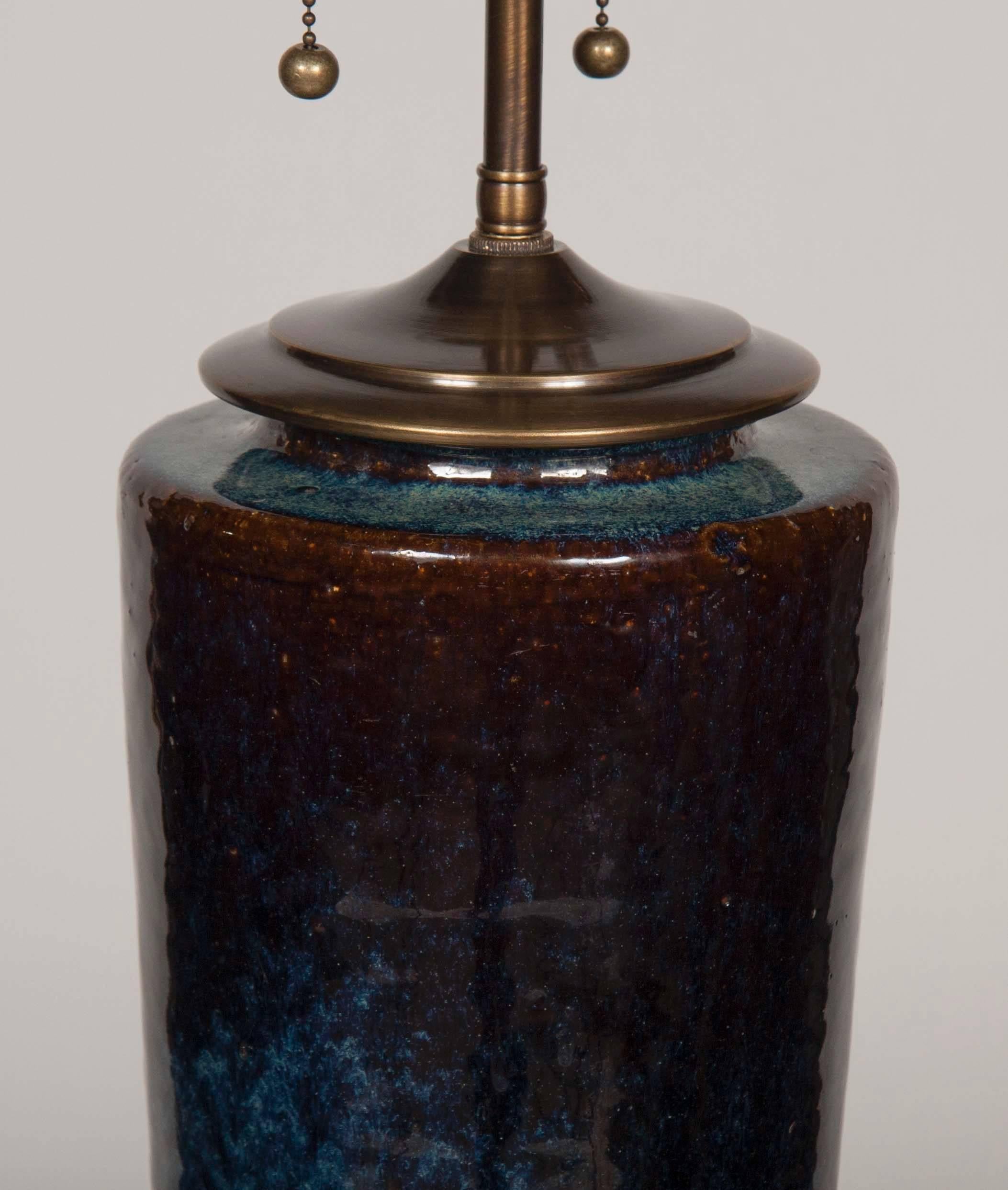 Glazed Traditional Awaji Ware Pottery Now a Lamp