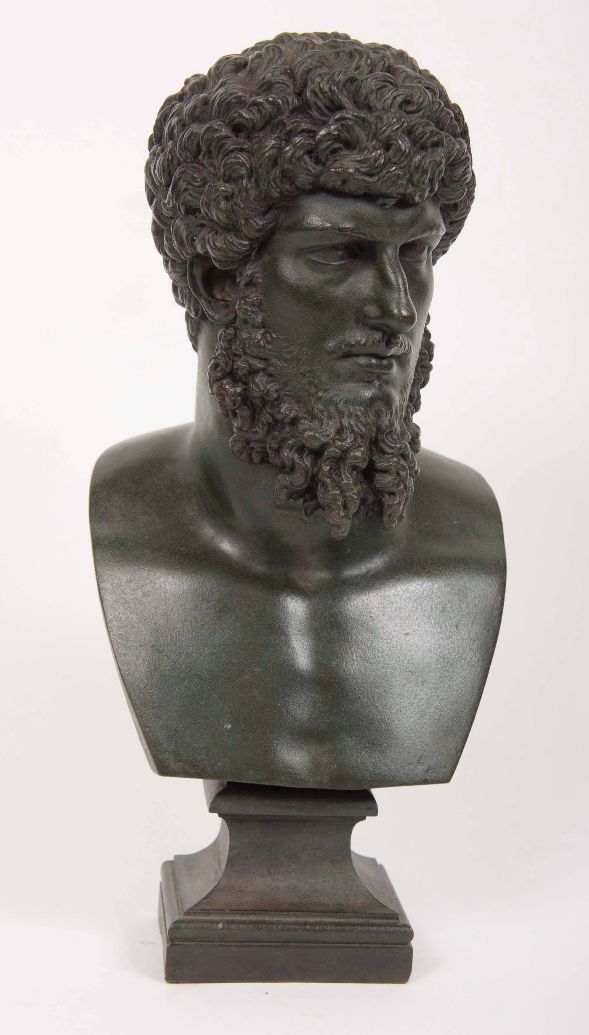 A 19th century grand Tour patinated bronze bust of Lucious Verus.