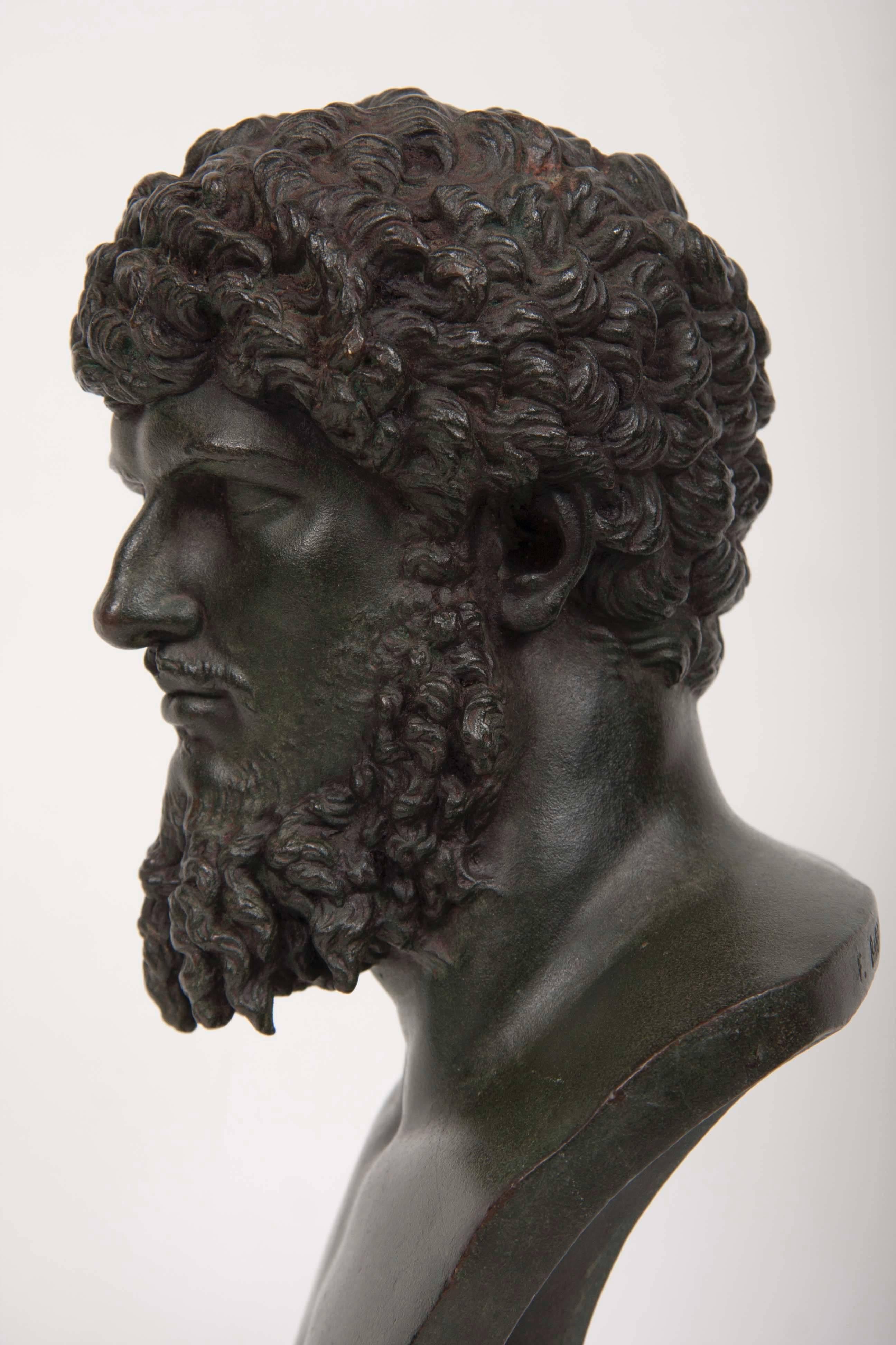 19th Century Grand Tour Patinated Bronze Bust of Lucius Verus In Good Condition For Sale In Stamford, CT