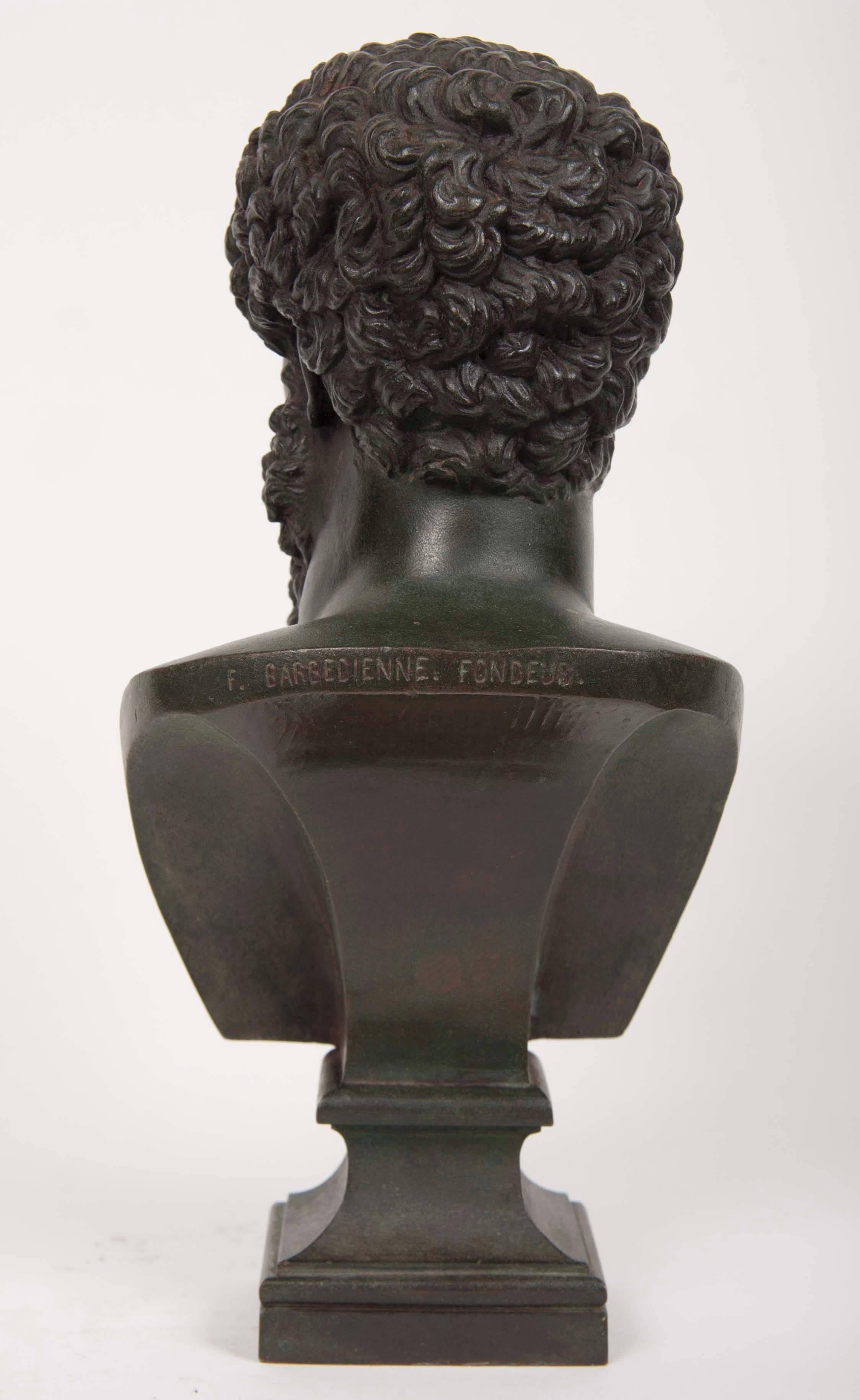 XIXe siècle Buste de Lucius Verus Grand Tour du 19ème siècle en bronze patiné en vente