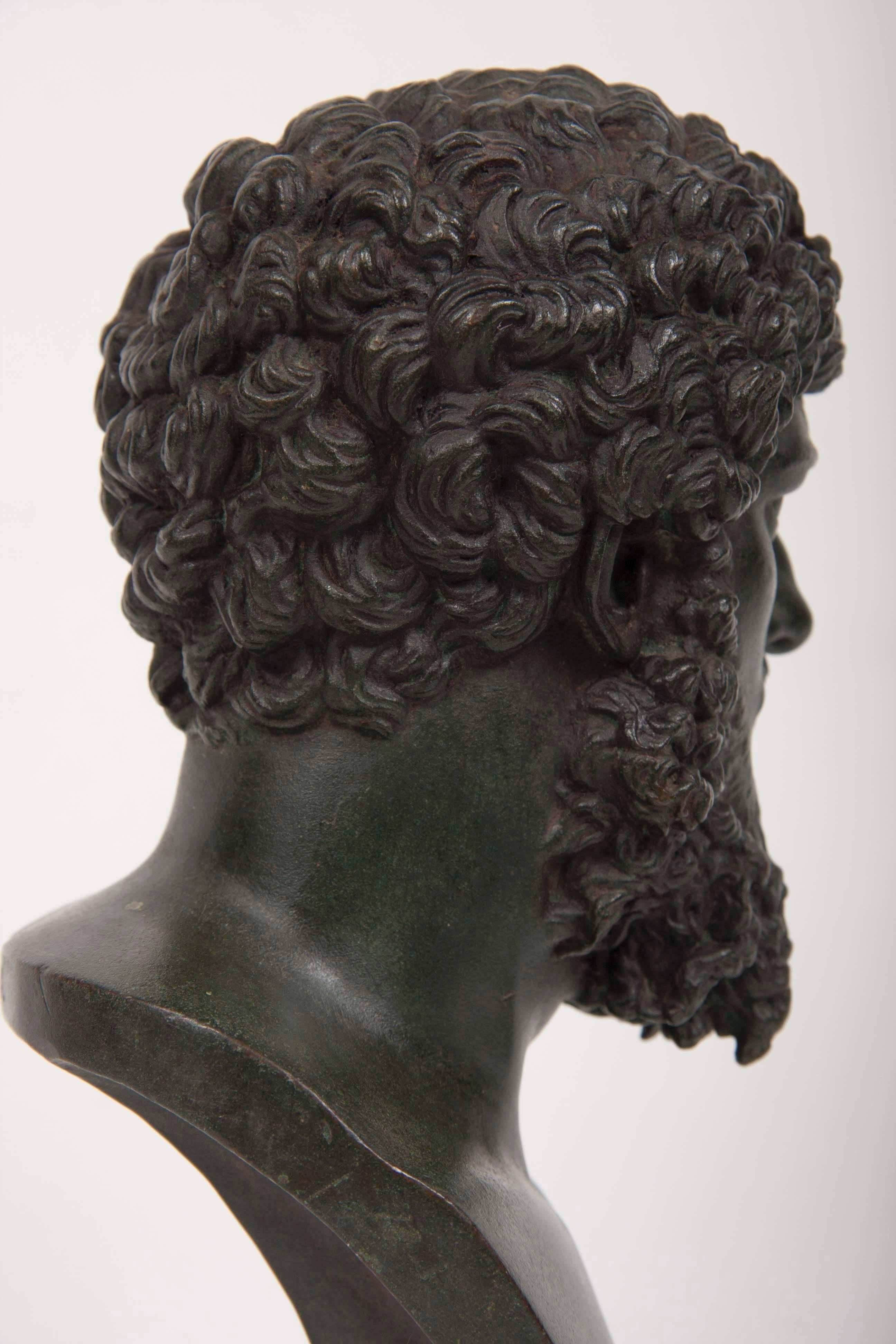 19th Century Grand Tour Patinated Bronze Bust of Lucius Verus For Sale 1