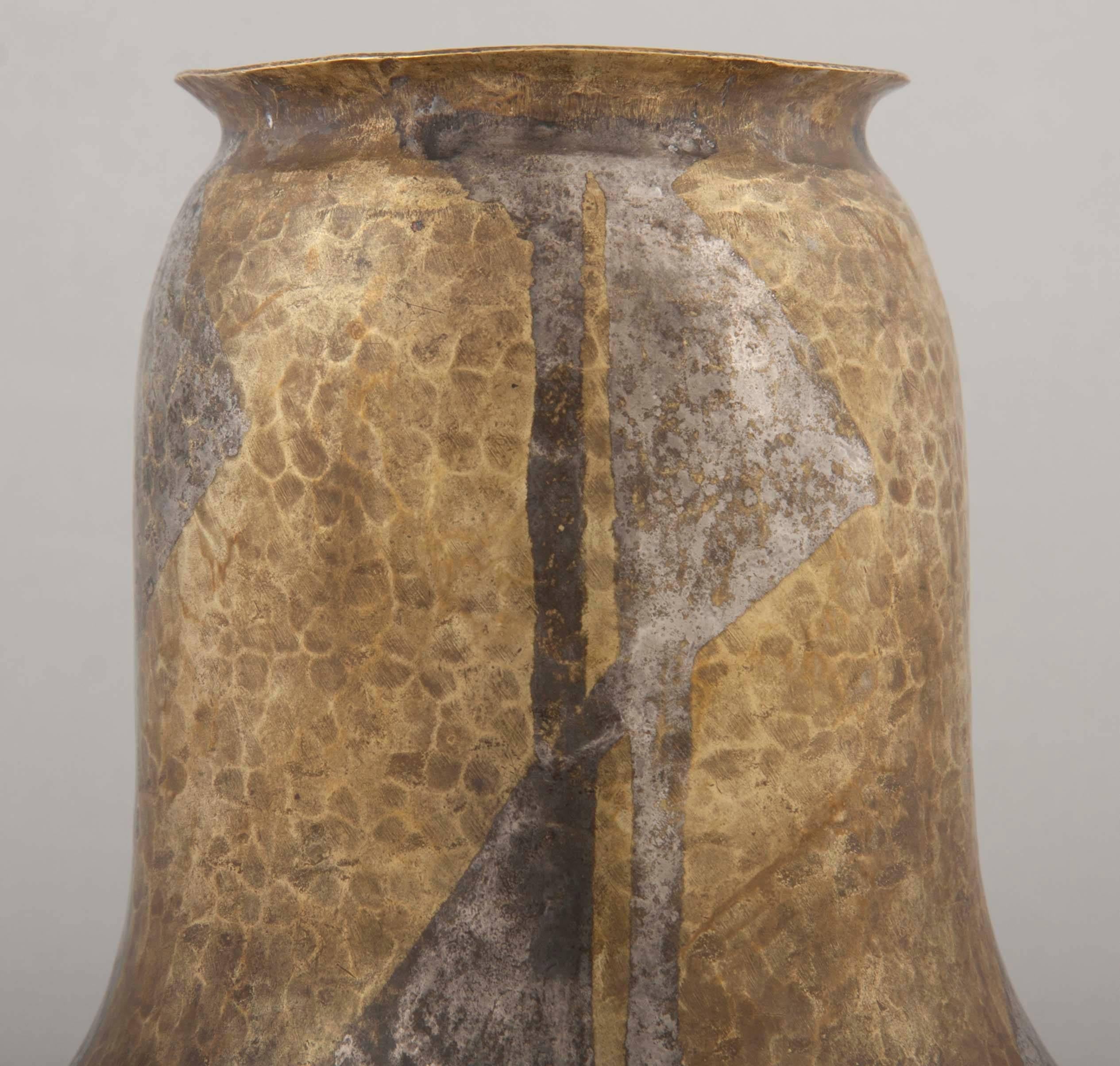 French Dinanderie Hammered Vase by Loys In Excellent Condition In Stamford, CT