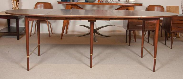 Mid-Century Modern Paul McCobb Connoisseur Collection Walnut and Brass Dining Table For Sale