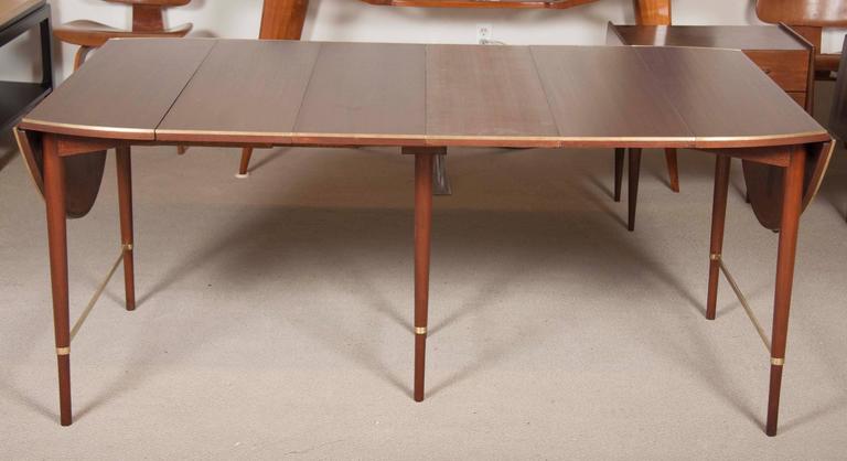 American Paul McCobb Connoisseur Collection Walnut and Brass Dining Table For Sale