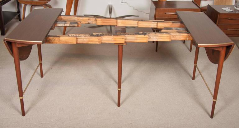 Paul McCobb Connoisseur Collection Walnut and Brass Dining Table For Sale 1
