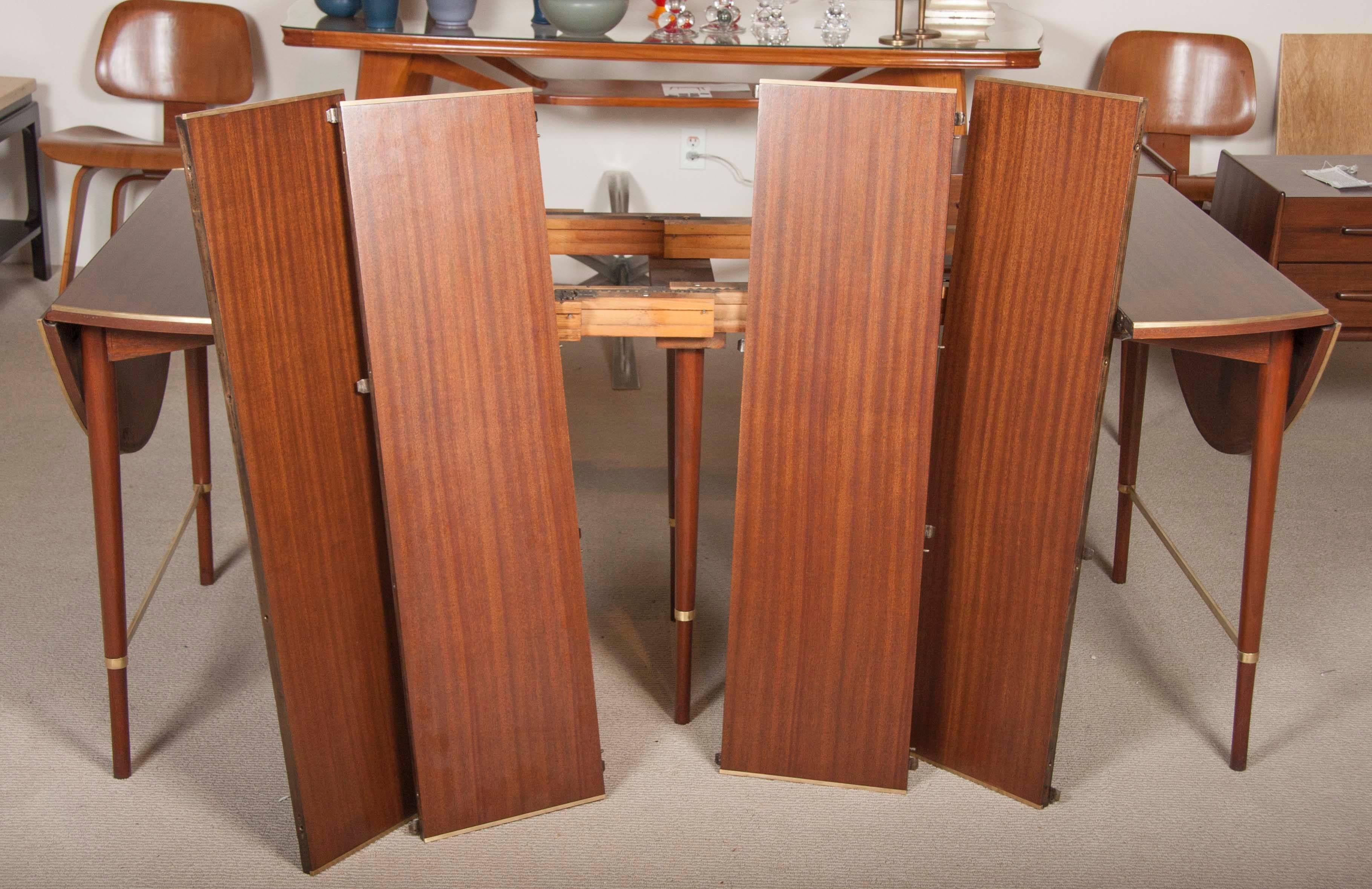 20th Century Paul McCobb Connoisseur Collection Walnut and Brass Dining Table For Sale