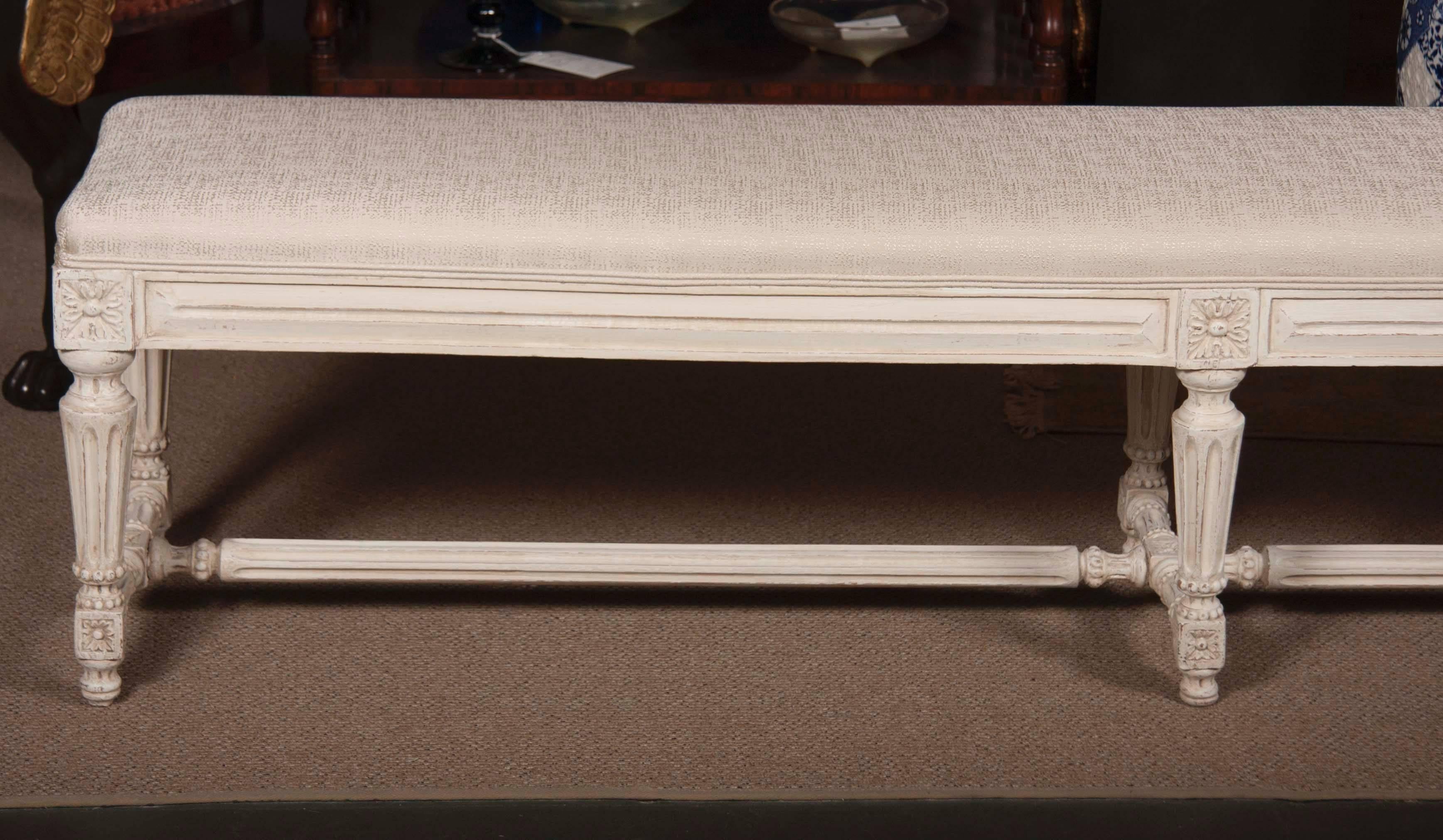 French Late 19thCentury Louis XVI Painted Banquette