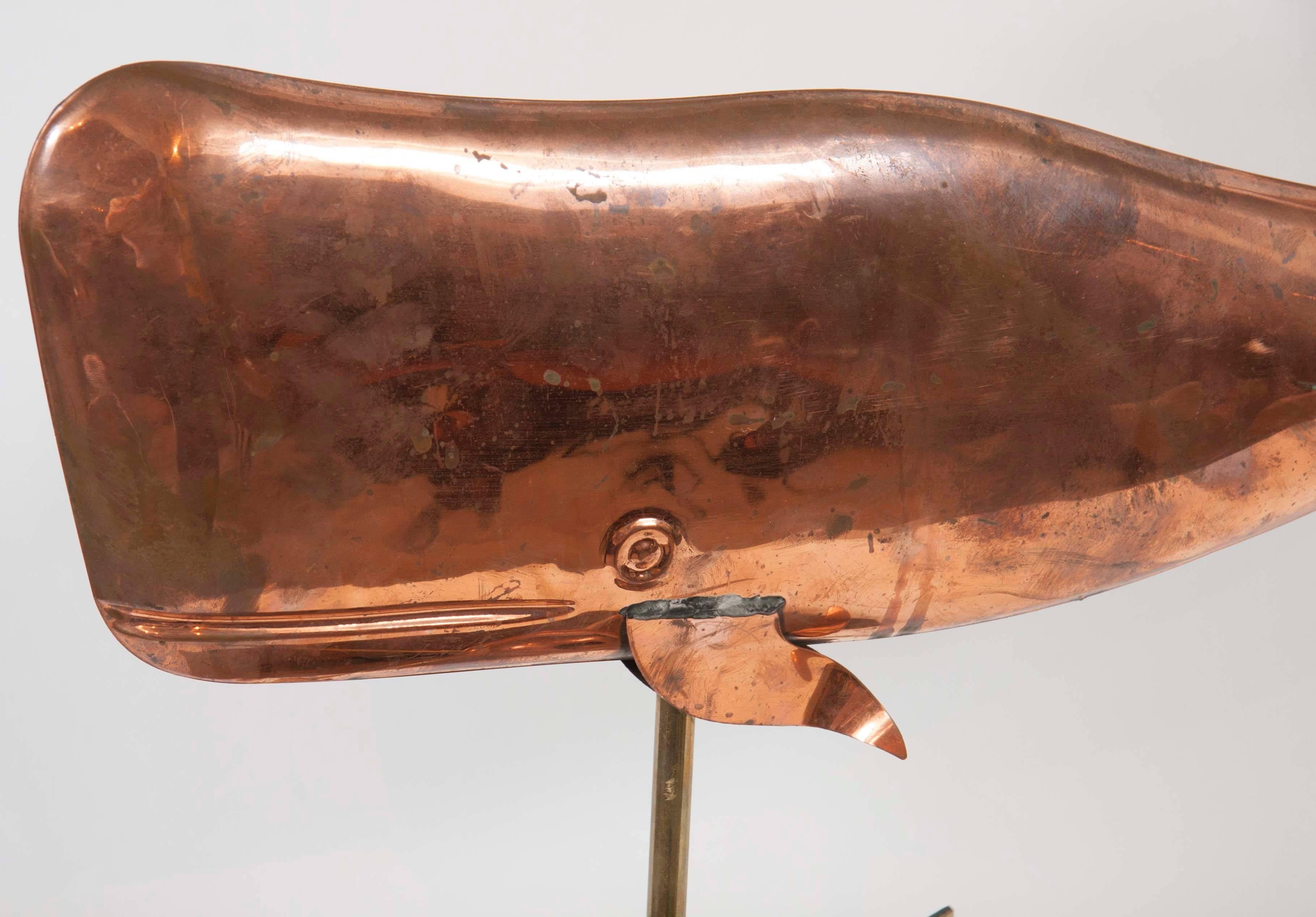 Copper Whale Form Weathervane In Good Condition In Stamford, CT