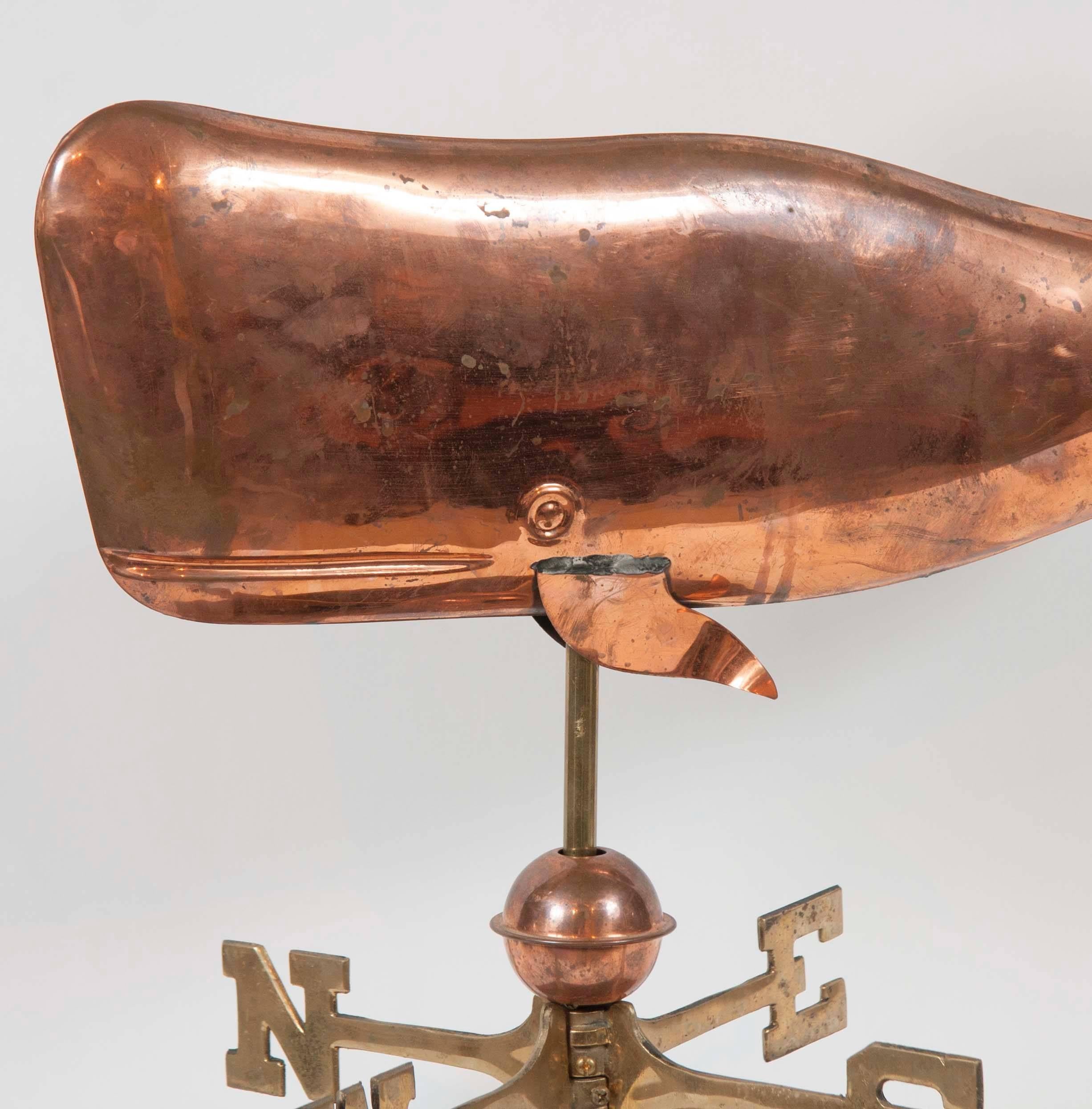 20th Century Copper Whale Form Weathervane