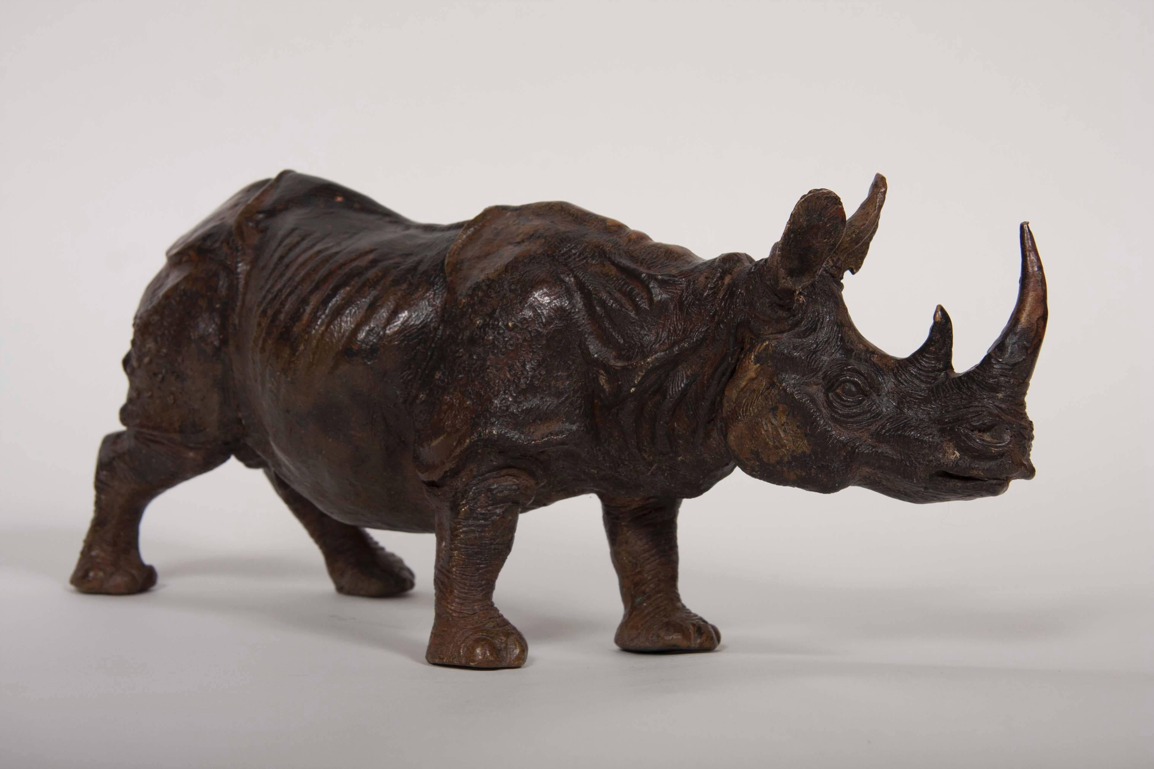 Japanese Bronze of a Rhinoceros For Sale 1