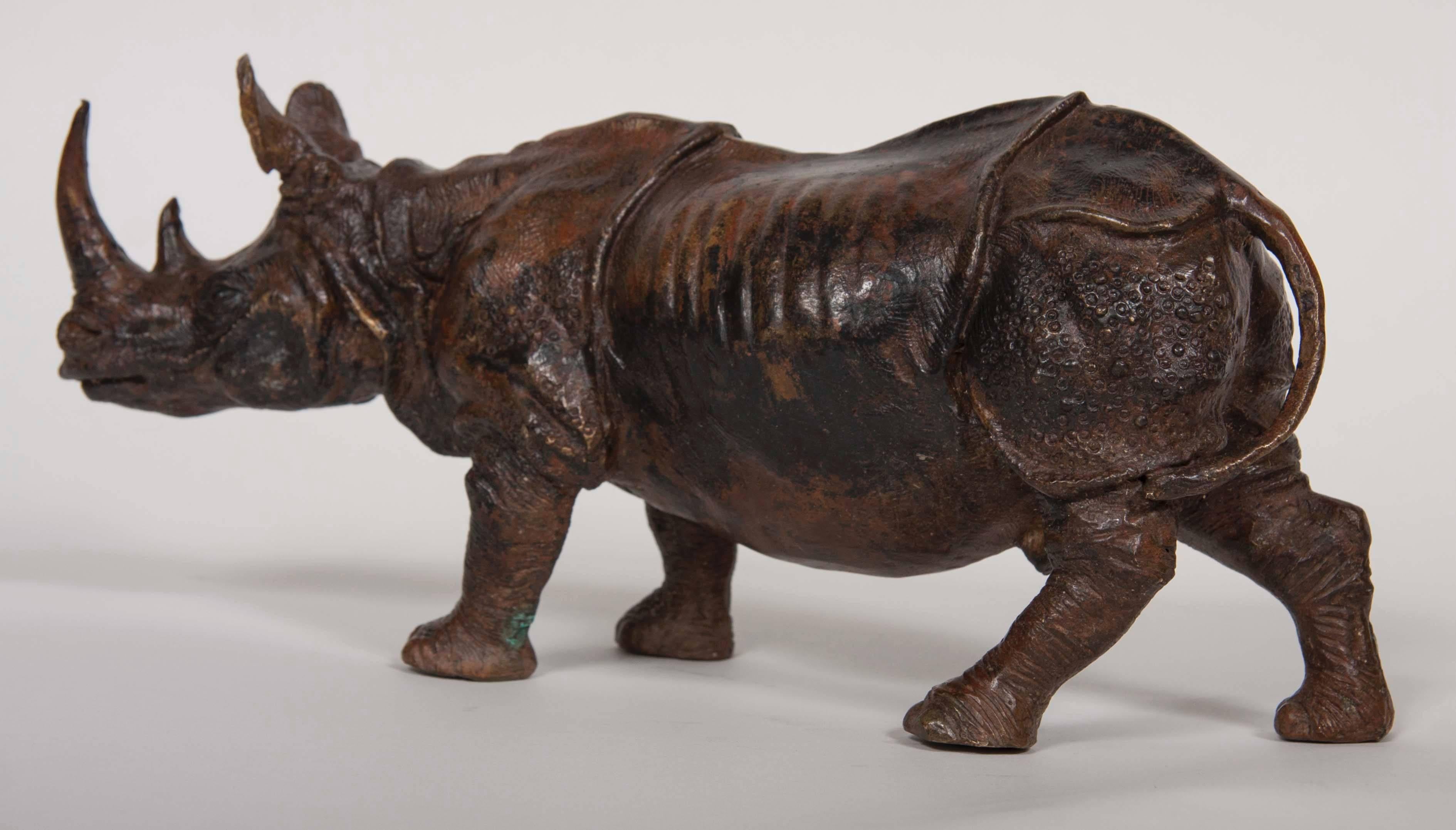 Japanese Bronze of a Rhinoceros For Sale 2