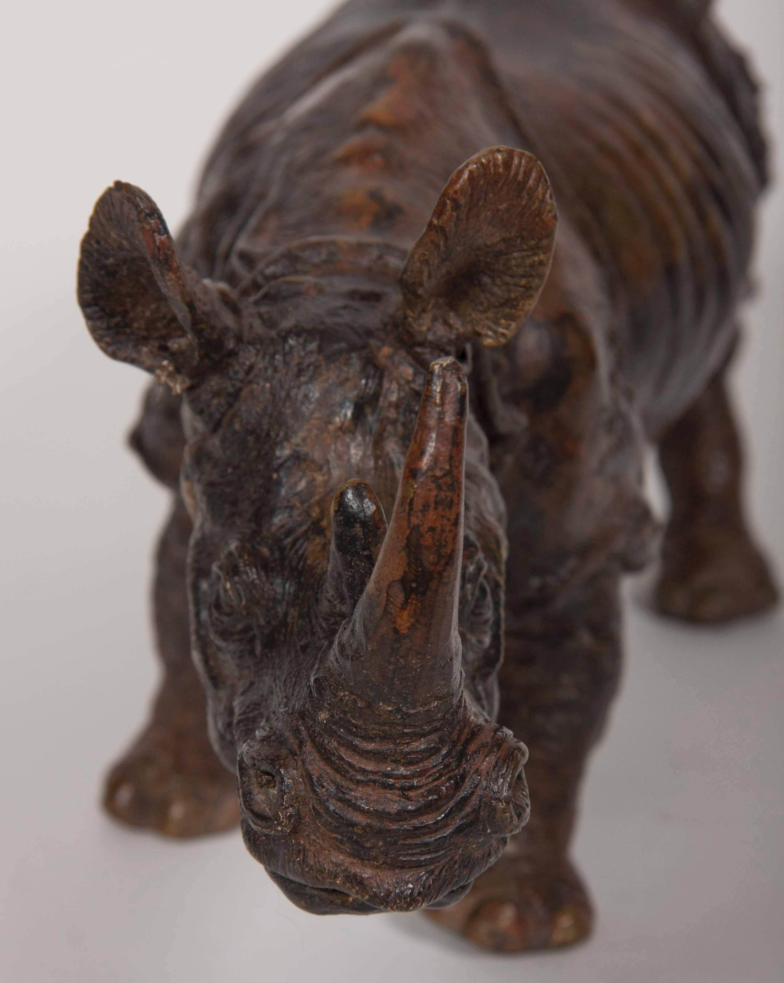 Japanese Bronze of a Rhinoceros For Sale 3